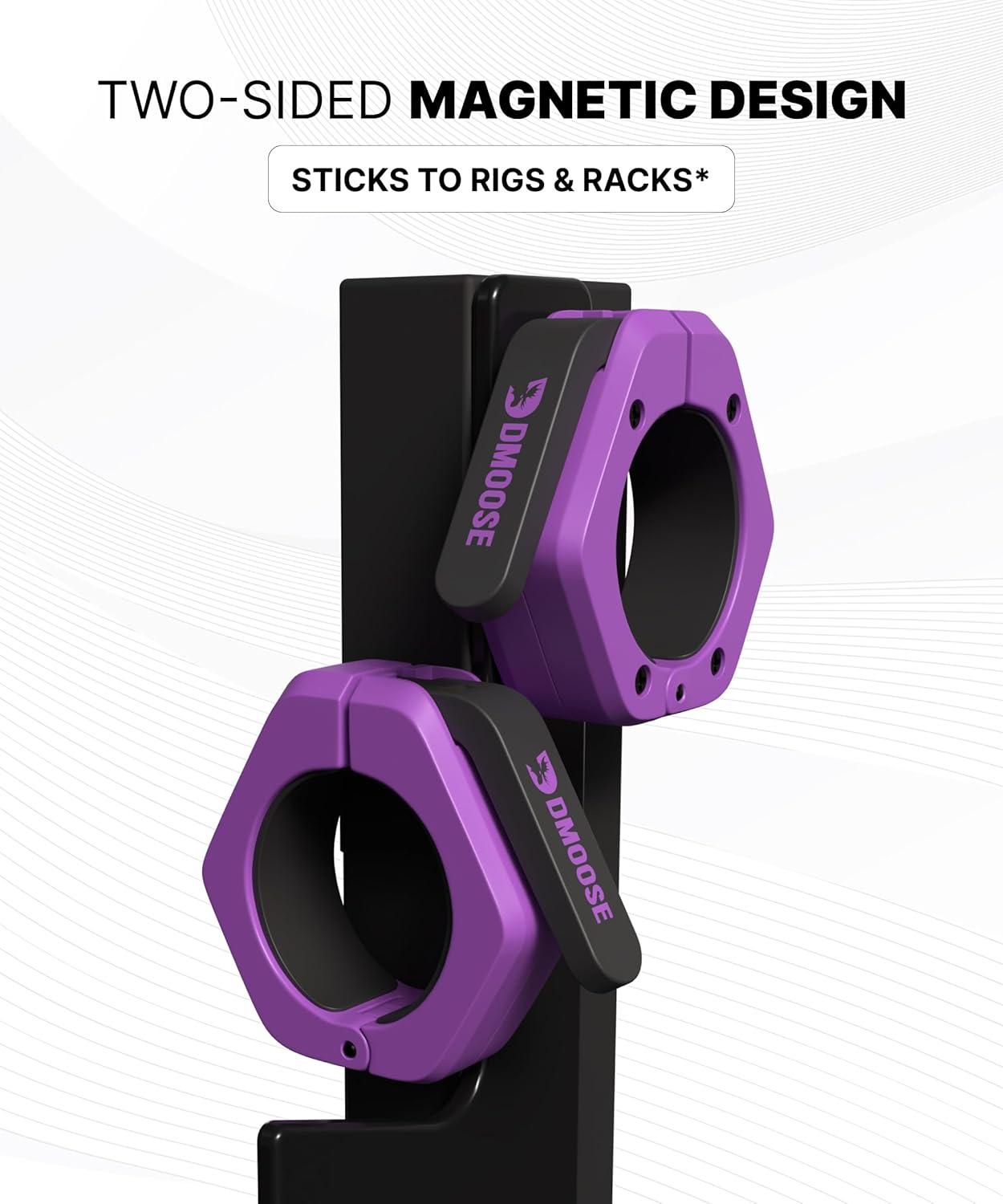 imageDMoose Fitness Barbell Clips 2 Inch Pair Quick Release Olympic Barbell Clamps ampamp Collars with Anti Slip TPR Grip for Secure Weightlifting and Powerlifting Weight Clips for Bars at Home or GymPurple