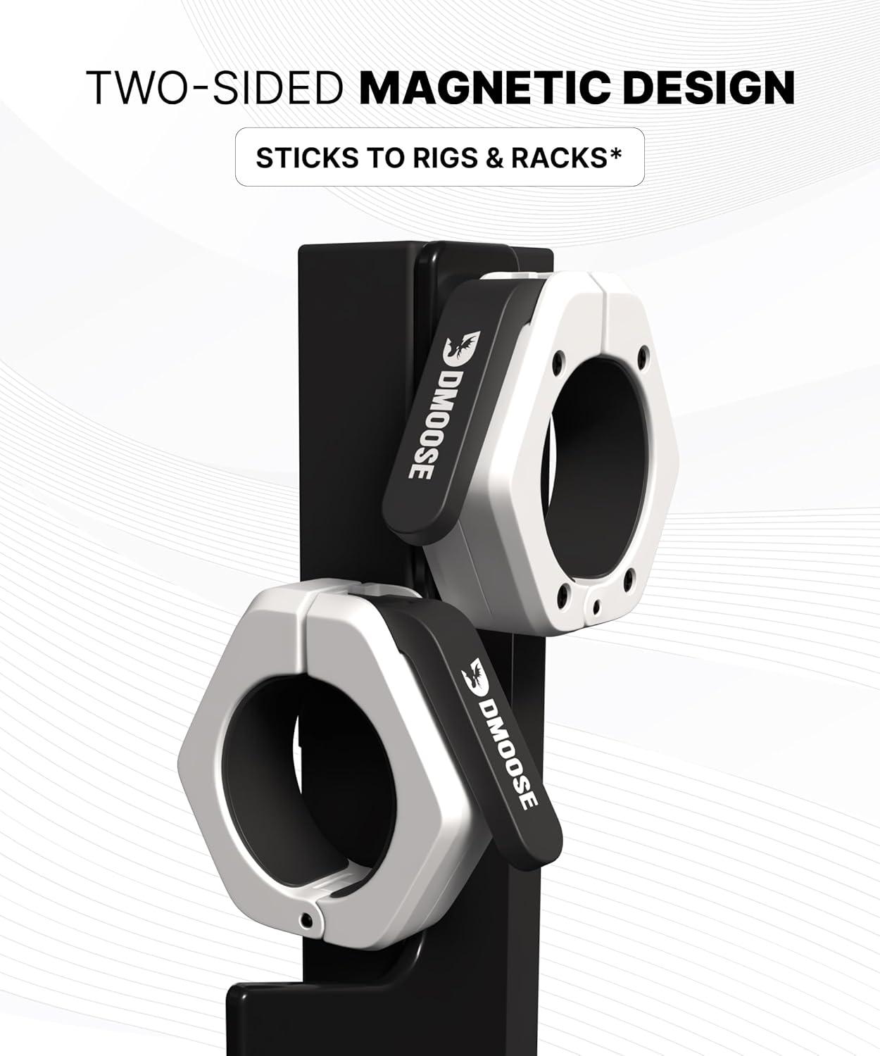 imageDMoose Fitness Barbell Clips 2 Inch Pair Quick Release Olympic Barbell Clamps ampamp Collars with Anti Slip TPR Grip for Secure Weightlifting and Powerlifting Weight Clips for Bars at Home or GymWhite