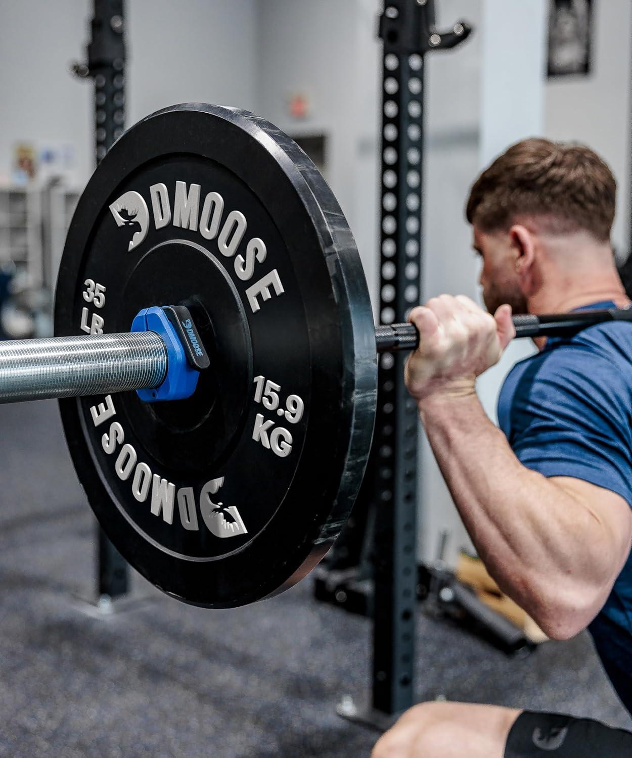 imageDMoose Fitness Barbell Clips 2 Inch Pair Quick Release Olympic Barbell Clamps ampamp Collars with Anti Slip TPR Grip for Secure Weightlifting and Powerlifting Weight Clips for Bars at Home or GymRed