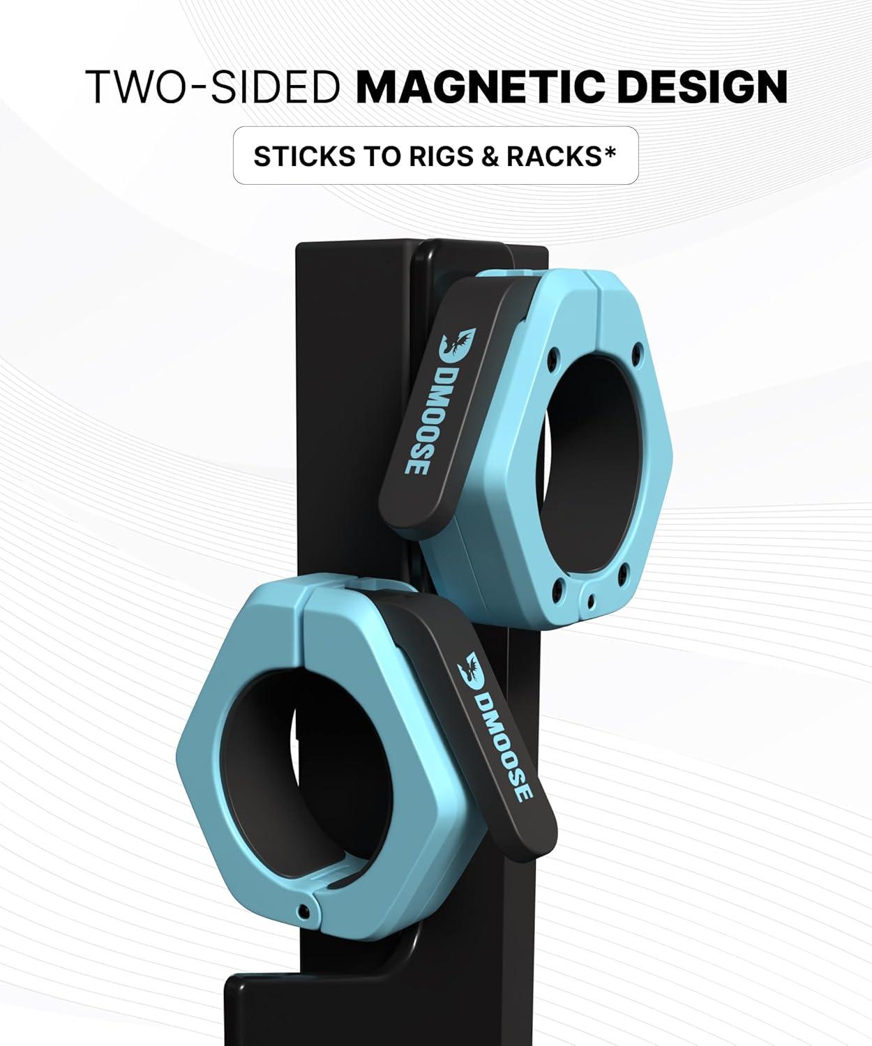 imageDMoose Fitness Barbell Clips 2 Inch Pair Quick Release Olympic Barbell Clamps ampamp Collars with Anti Slip TPR Grip for Secure Weightlifting and Powerlifting Weight Clips for Bars at Home or GymCyan