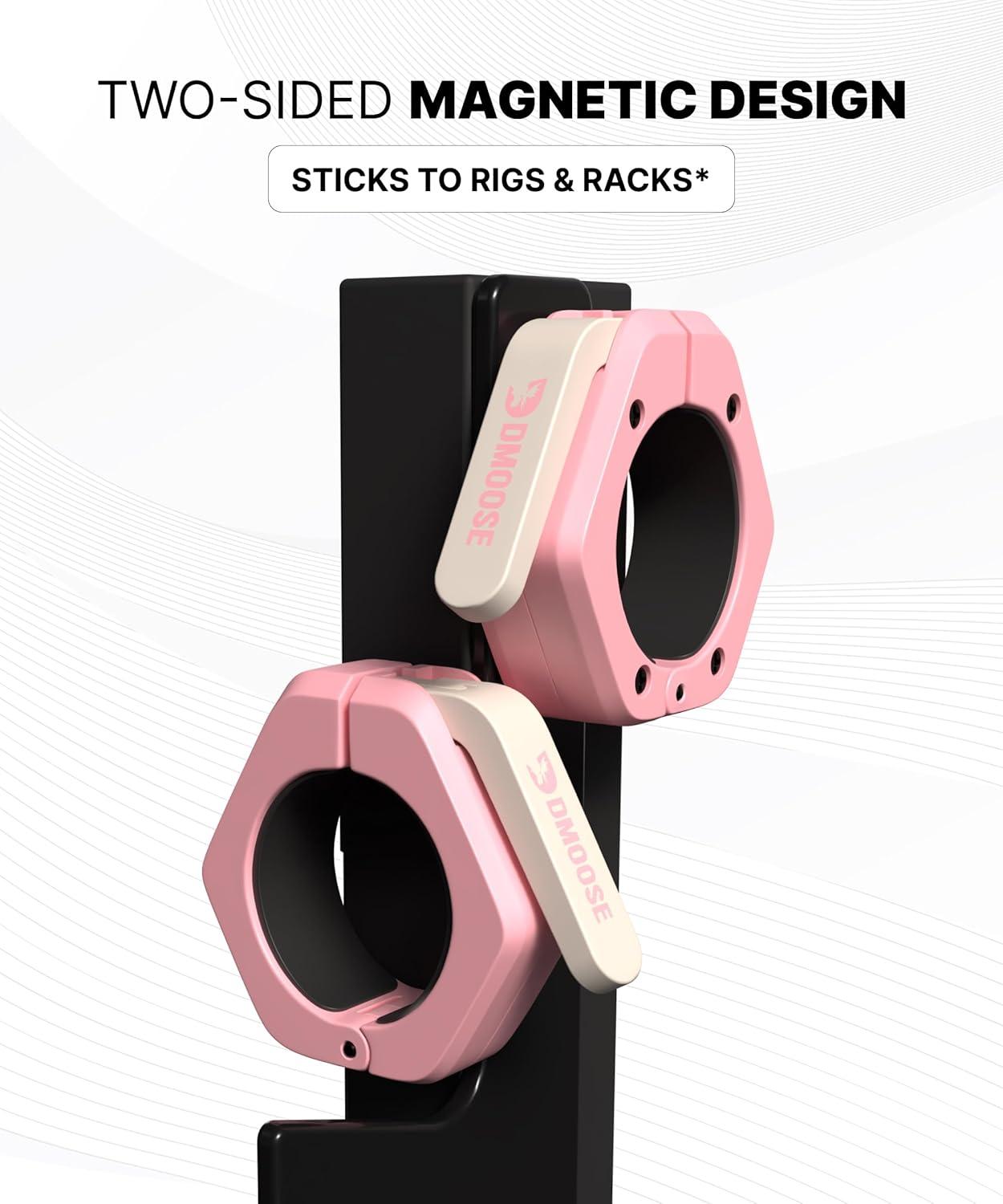 imageDMoose Fitness Barbell Clips 2 Inch Pair Quick Release Olympic Barbell Clamps ampamp Collars with Anti Slip TPR Grip for Secure Weightlifting and Powerlifting Weight Clips for Bars at Home or GymPink