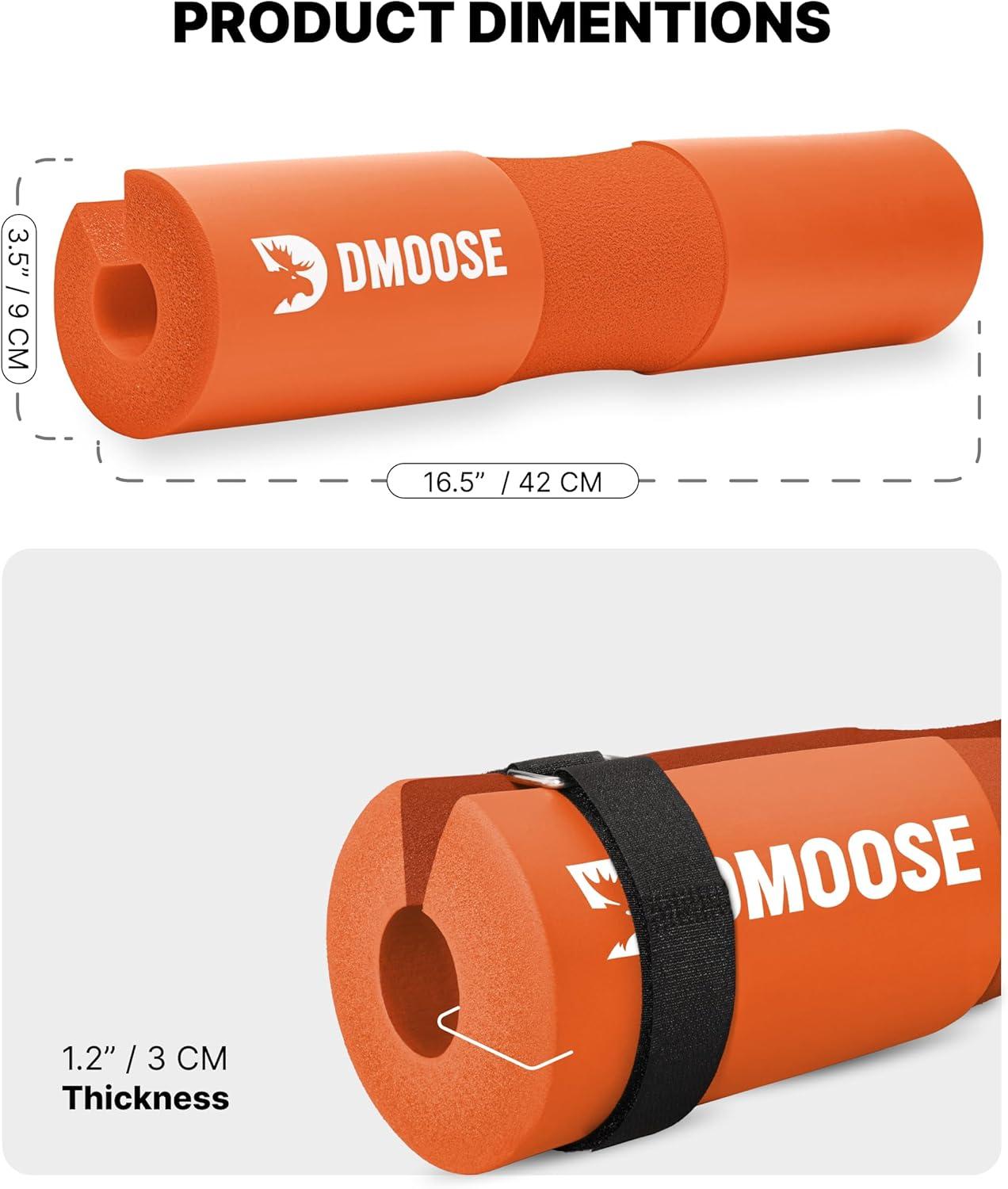 imageDMoose Fitness Barbell Pad for Hip Thrust Squat ampamp Lunges NonSlip Thick Foam Cushion for Neck and Back Support with Two Straps Hip Thrust Pad for Leg Day Fits All Olympic Bars and Smith MachineOrange