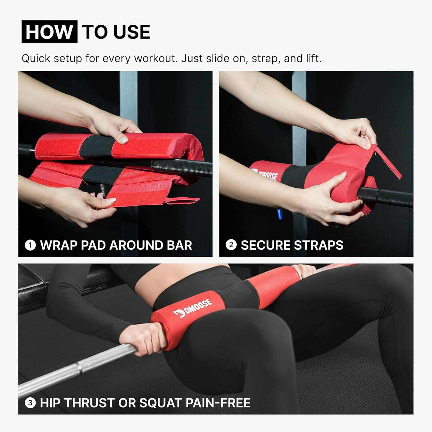 imageDMoose Fitness Barbell Pad for Hip Thrust Squat ampamp Lunges NonSlip Thick Foam Cushion for Neck and Back Support with Two Straps Hip Thrust Pad for Leg Day Fits All Olympic Bars and Smith MachineCocoa Brown Fabric