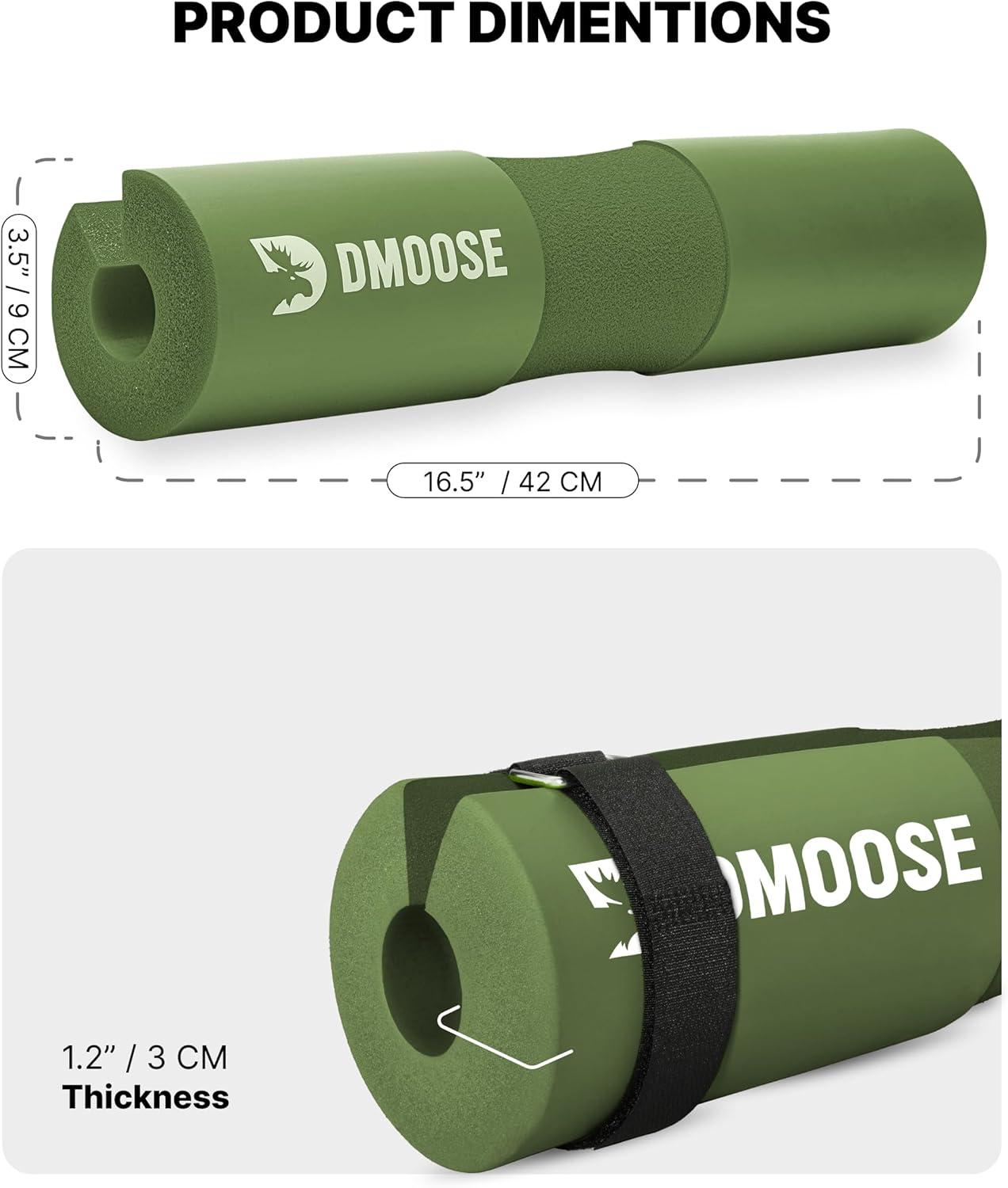 imageDMoose Fitness Barbell Pad for Hip Thrust Squat ampamp Lunges NonSlip Thick Foam Cushion for Neck and Back Support with Two Straps Hip Thrust Pad for Leg Day Fits All Olympic Bars and Smith MachineArmy Green