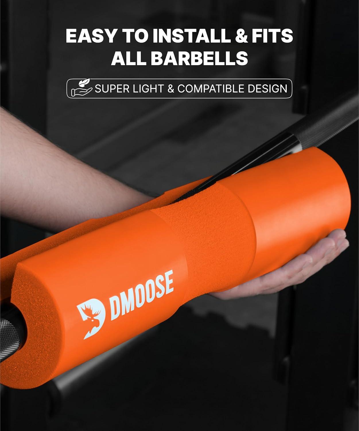 imageDMoose Fitness Barbell Pad for Hip Thrust Squat ampamp Lunges NonSlip Thick Foam Cushion for Neck and Back Support with Two Straps Hip Thrust Pad for Leg Day Fits All Olympic Bars and Smith MachineOrange