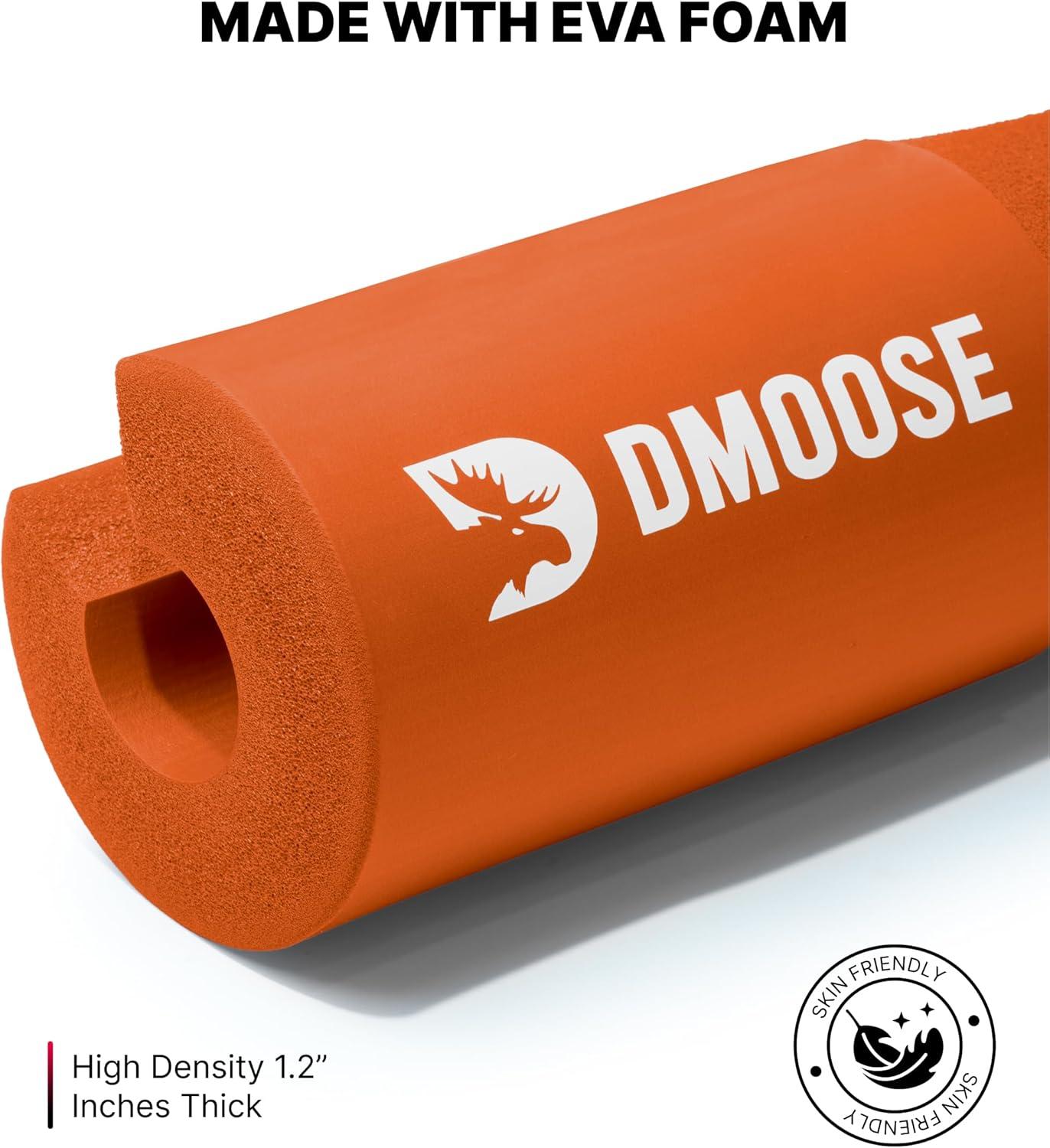 imageDMoose Fitness Barbell Pad for Hip Thrust Squat ampamp Lunges NonSlip Thick Foam Cushion for Neck and Back Support with Two Straps Hip Thrust Pad for Leg Day Fits All Olympic Bars and Smith MachineOrange