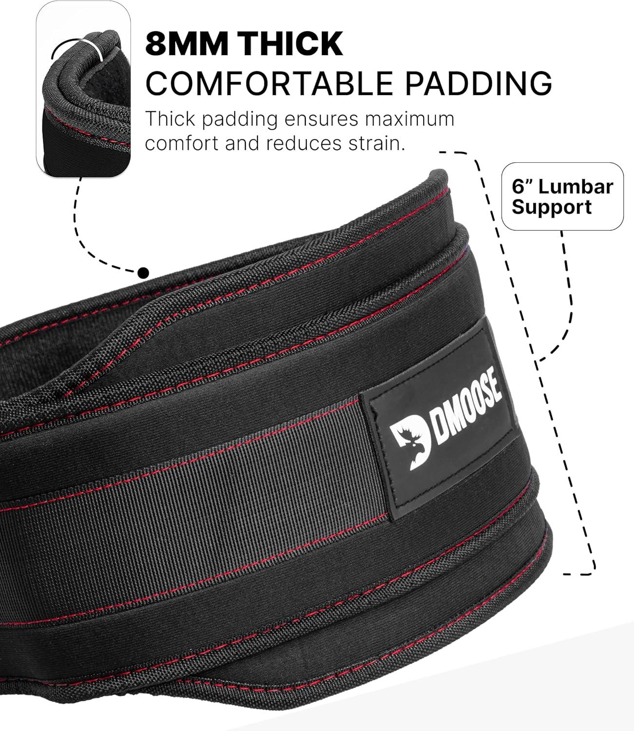 imageDMoose Fitness Dip Belt for Weight Lifting Pullup Squats ampamp Dips 36quot Robust Steel Chain Comfortable Neoprene Padding Supports 350lbs Gym Weight Belt for Strength Training Workout ampamp WeightliftingBlack