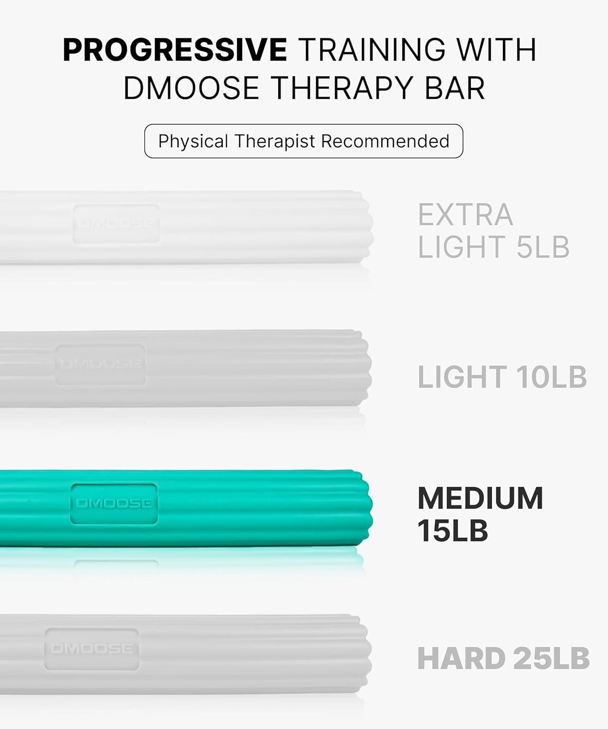 imageDMoose Fitness Flex Resistance Bar for Physical Therapy NonSlip Odorless Material Exercise Bar for Tennis ampamp Golfers Elbow Tendonitis Relief Wrist and Forearm Strengthener ampamp Grip Strength Trainergreen medium