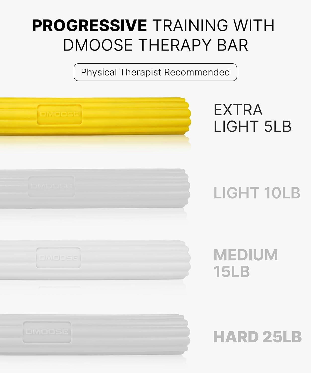 imageDMoose Fitness Flex Resistance Bar for Physical Therapy NonSlip Odorless Material Exercise Bar for Tennis ampamp Golfers Elbow Tendonitis Relief Wrist and Forearm Strengthener ampamp Grip Strength Traineryellow extra light