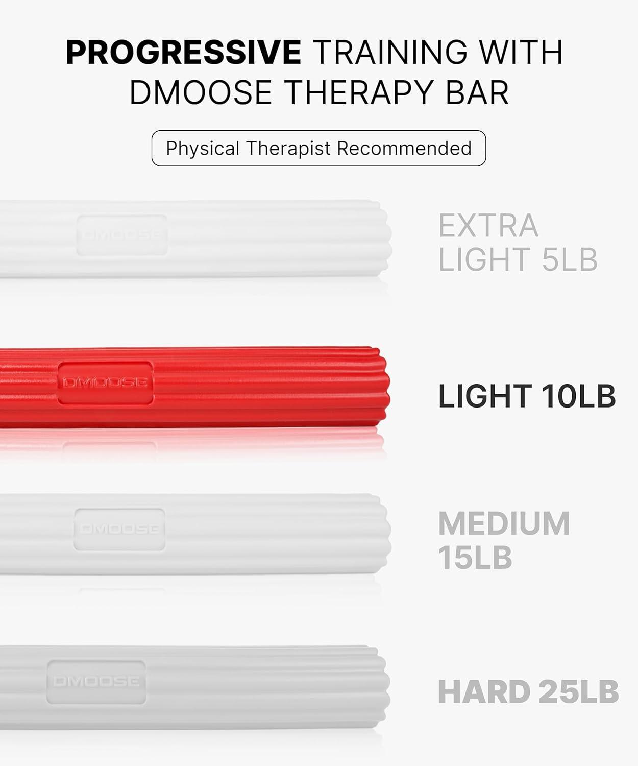 imageDMoose Fitness Flex Resistance Bar for Physical Therapy NonSlip Odorless Material Exercise Bar for Tennis ampamp Golfers Elbow Tendonitis Relief Wrist and Forearm Strengthener ampamp Grip Strength Trainerred light