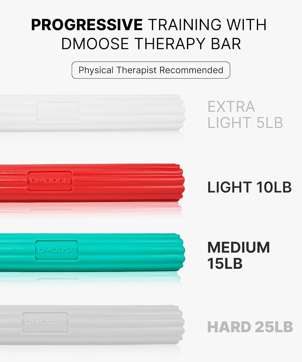 imageDMoose Fitness Flex Resistance Bar for Physical Therapy NonSlip Odorless Material Exercise Bar for Tennis ampamp Golfers Elbow Tendonitis Relief Wrist and Forearm Strengthener ampamp Grip Strength Trainerred and green