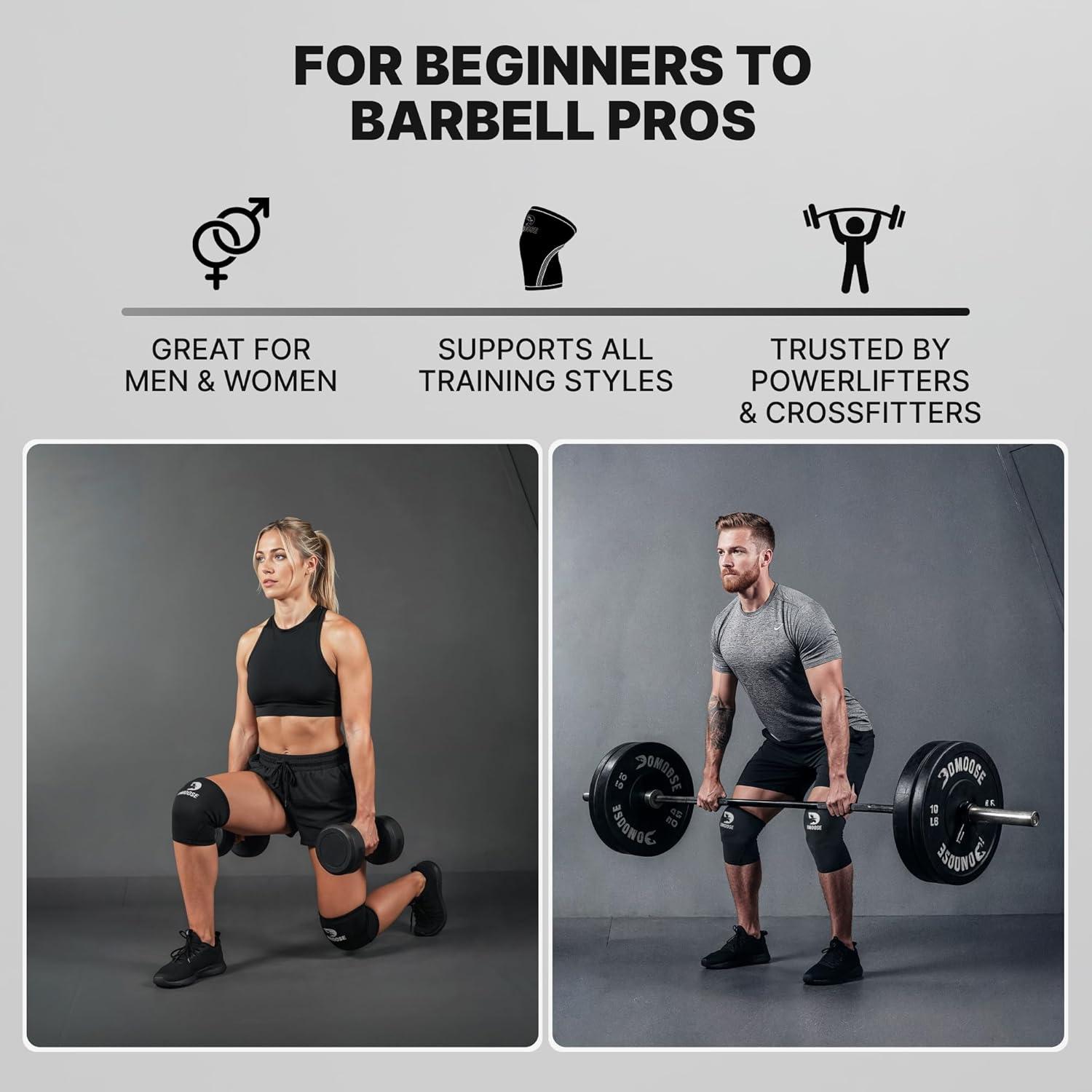 imageDMoose Fitness Knee Sleeves for Men ampamp Women Pair 7mm Neoprene Non Slip Knee Brace Support for Powerlifting ampamp Weightlifting Compression Sleeve for Joint Pain Relief With Carry Bag ampamp Lifting StrapsBlack Legacy