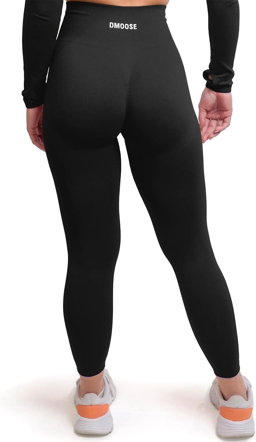 imageDMoose Fitness Move Seamless Leggings for Women High Waist Tummy Control Workout Pants for Exercise Yoga ampamp RunningBlack