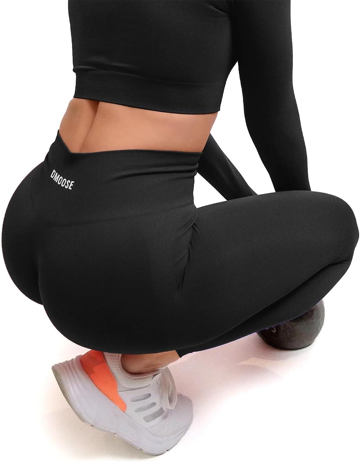 imageDMoose Fitness Move Seamless Leggings for Women High Waist Tummy Control Workout Pants for Exercise Yoga ampamp RunningBlack