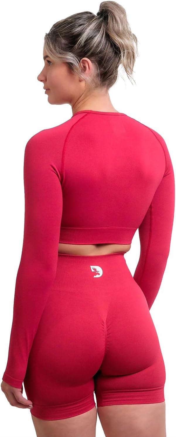 imageDMoose Fitness Move Seamless Workout Shorts High Waisted Athletic Shorts for Women Squat Gym Shorts for Running ampamp YogaRed