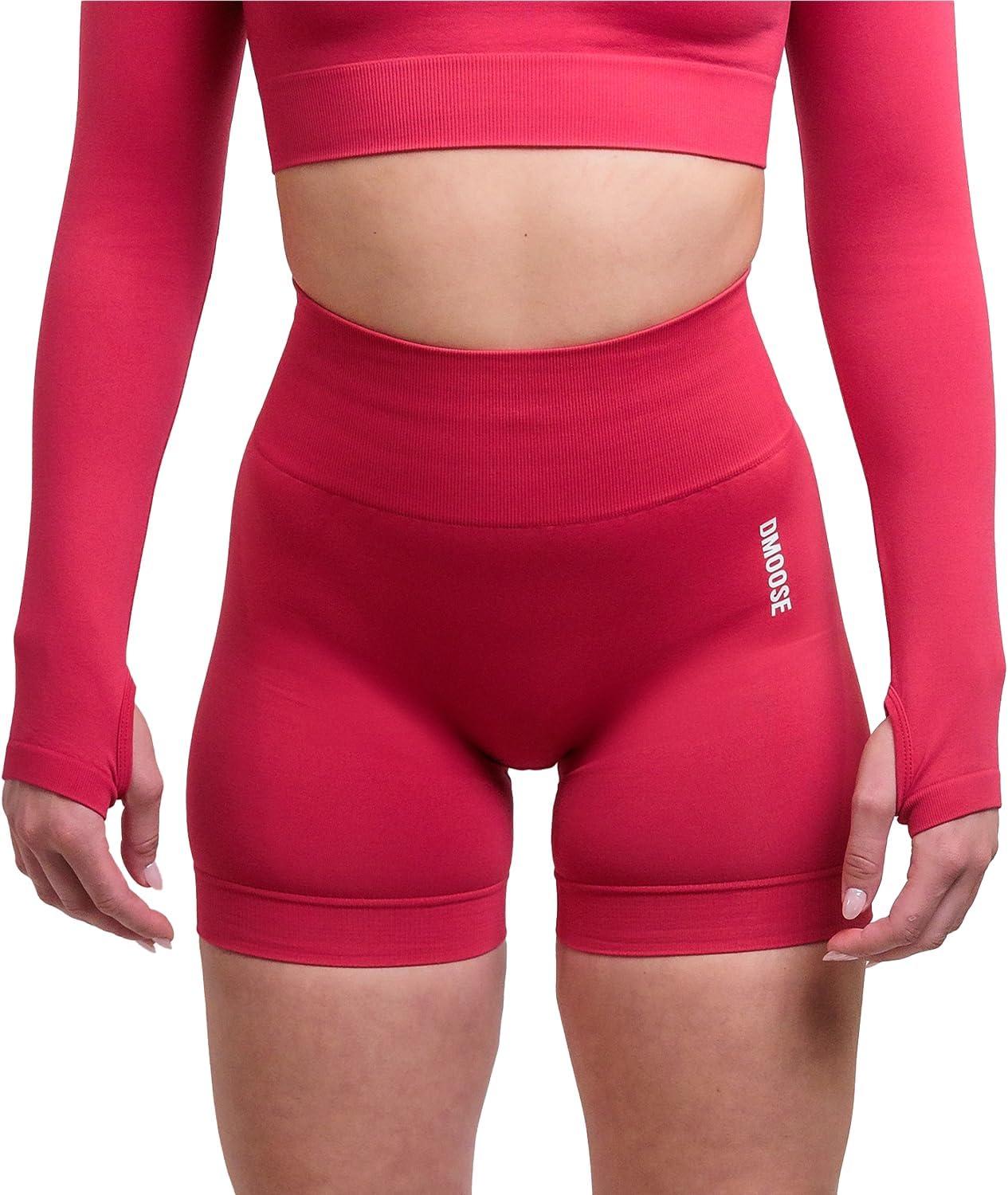 imageDMoose Fitness Move Seamless Workout Shorts High Waisted Athletic Shorts for Women Squat Gym Shorts for Running ampamp YogaRed