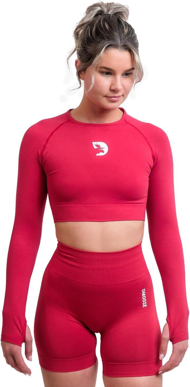 imageDMoose Fitness Move Seamless Workout Shorts High Waisted Athletic Shorts for Women Squat Gym Shorts for Running ampamp YogaRed