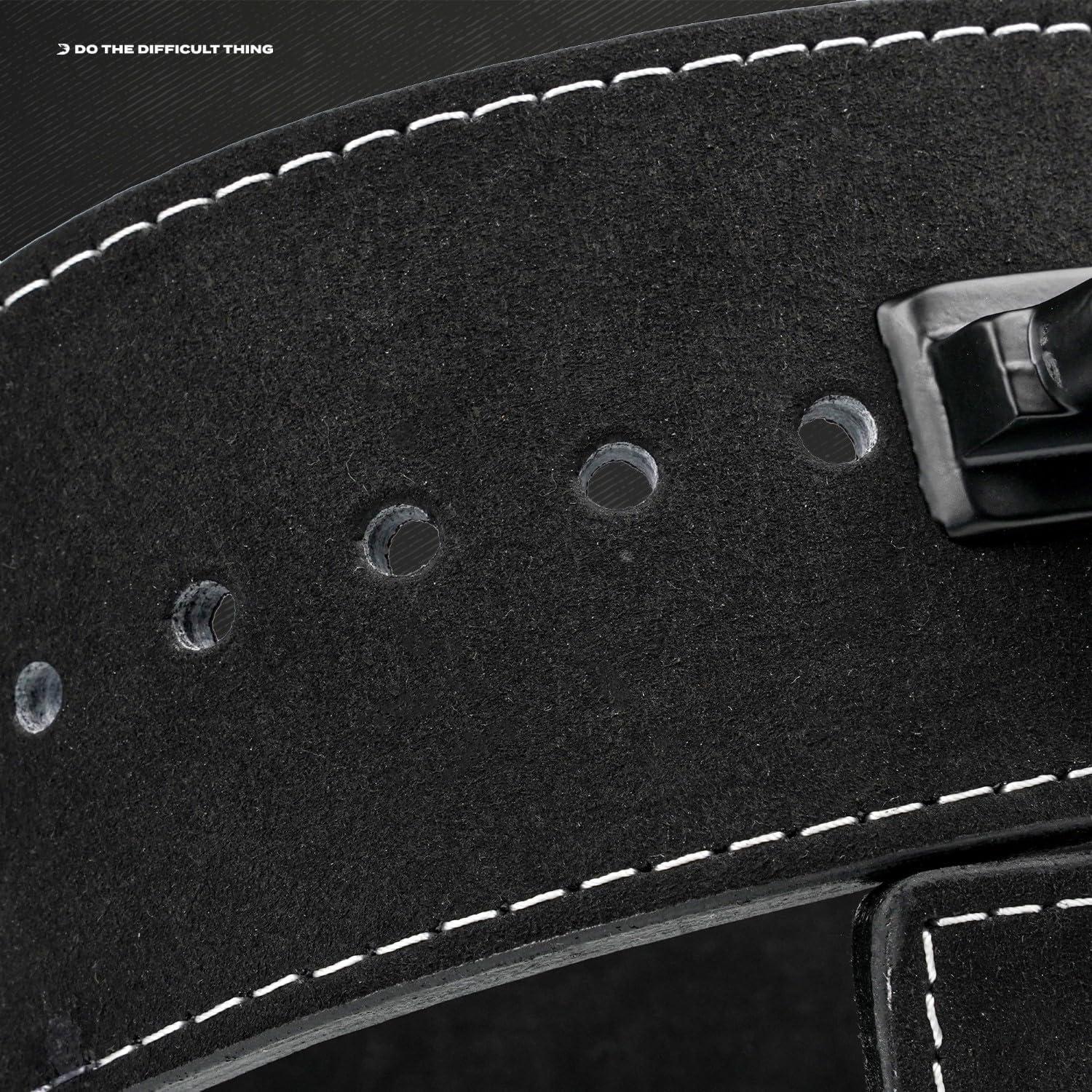 imageDMoose Fitness Weight Lifting Belt for Lower Back Support 5mm Thick Genuine Leather Gym Belt for Squats Deadlifts ampamp Powerlifting Double Prong Buckle with 10 Holes Adjustability for Men ampamp WomenAmerican Lever Belt