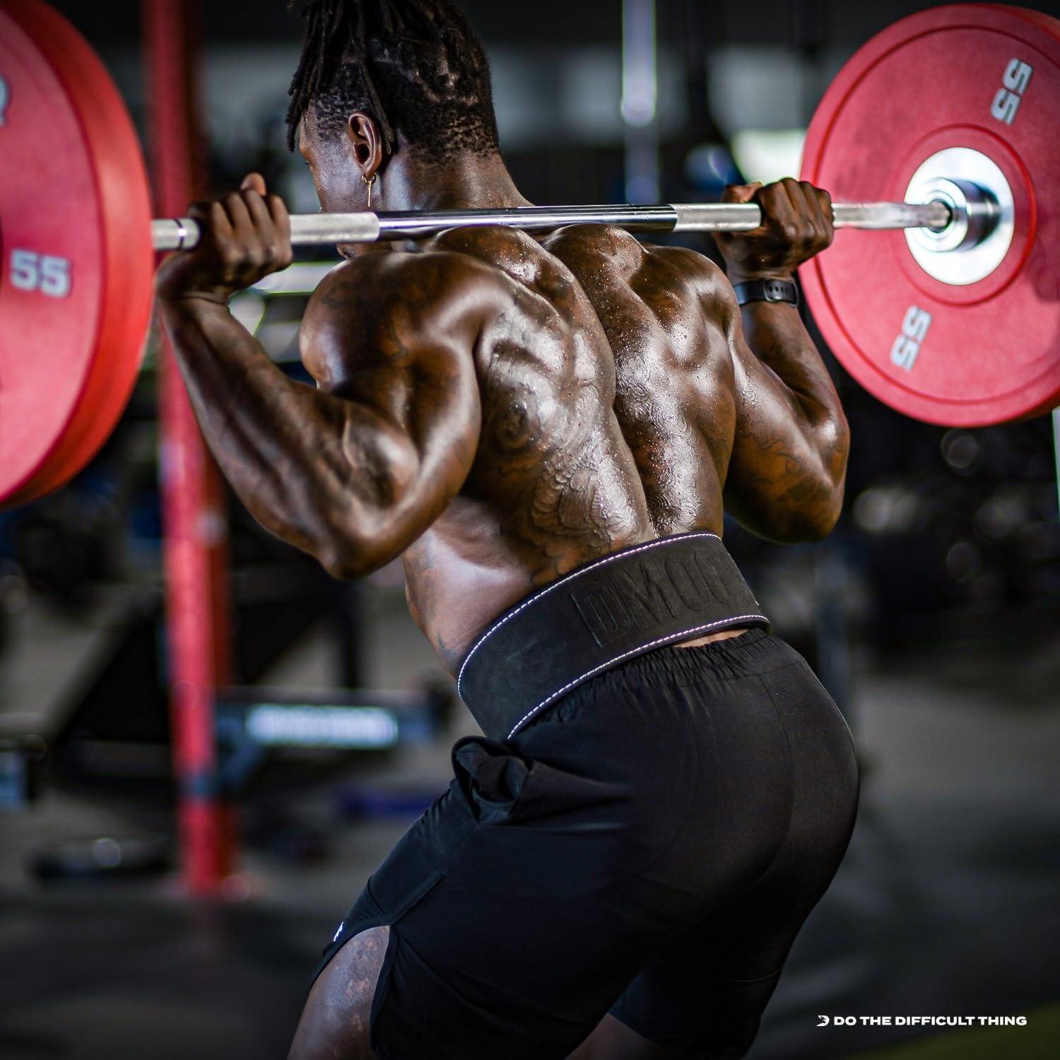 imageDMoose Fitness Weight Lifting Belt for Lower Back Support 5mm Thick Genuine Leather Gym Belt for Squats Deadlifts ampamp Powerlifting Double Prong Buckle with 10 Holes Adjustability for Men ampamp WomenAmerican Lever Belt