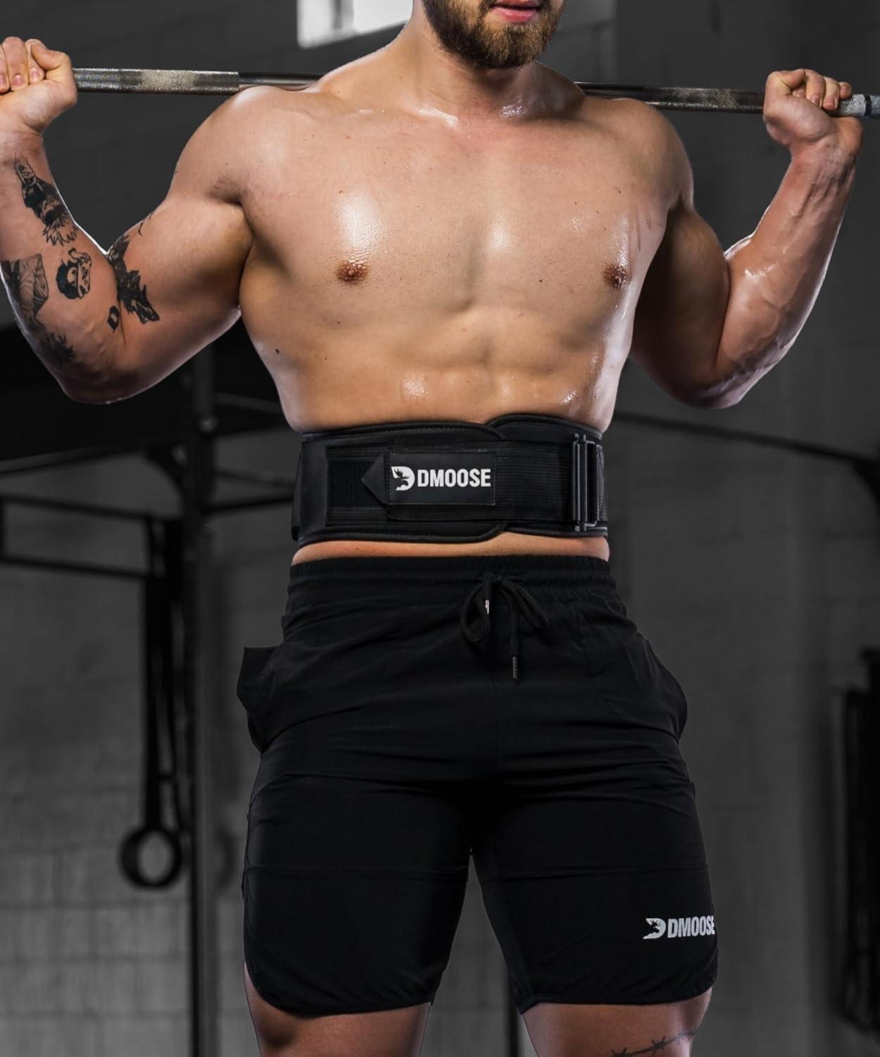 imageDMoose Fitness Weight Lifting Belt for Squats Deadlift ampamp Intense Workout 6quot Adjustable Fit Auto Lock Weightlifting Belt for Men ampamp Women Neoprene Gym Belts for Stability ampamp Lumbar Back SupportAmerican