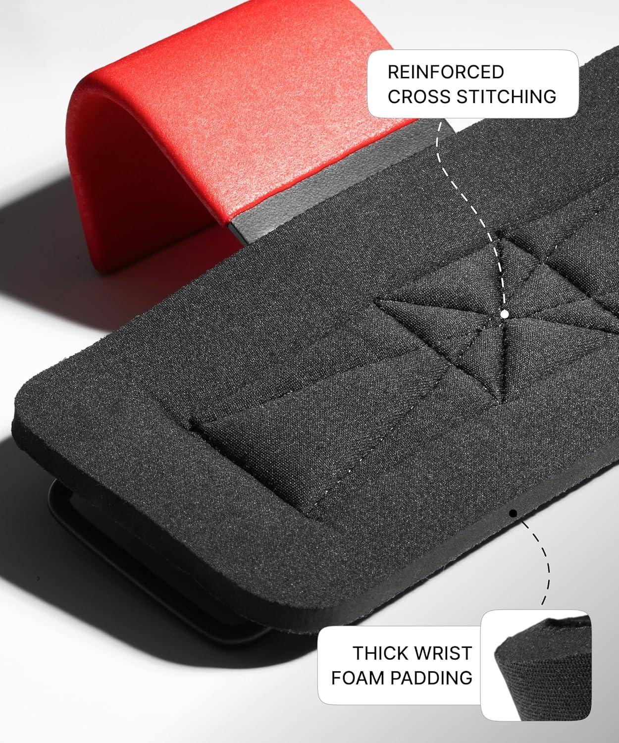 imageDMoose Fitness Weight Lifting Hooks Pair for Deadlifts Pull Ups Rows ampamp Shrugs AntiRip Nylon Strap Hand Grips with Thick Wrist Padding Heavy Duty Wrist Straps for Weightlifting ampamp Gym WorkoutsRed