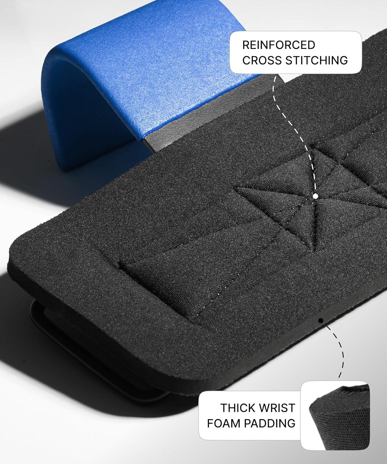 imageDMoose Fitness Weight Lifting Hooks Pair for Deadlifts Pull Ups Rows ampamp Shrugs AntiRip Nylon Strap Hand Grips with Thick Wrist Padding Heavy Duty Wrist Straps for Weightlifting ampamp Gym WorkoutsBlue