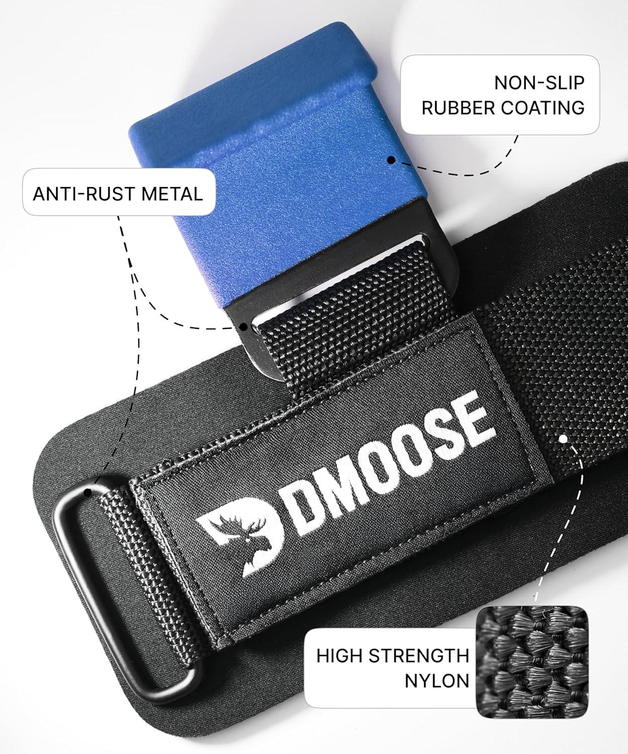 imageDMoose Fitness Weight Lifting Hooks Pair for Deadlifts Pull Ups Rows ampamp Shrugs AntiRip Nylon Strap Hand Grips with Thick Wrist Padding Heavy Duty Wrist Straps for Weightlifting ampamp Gym WorkoutsBlue