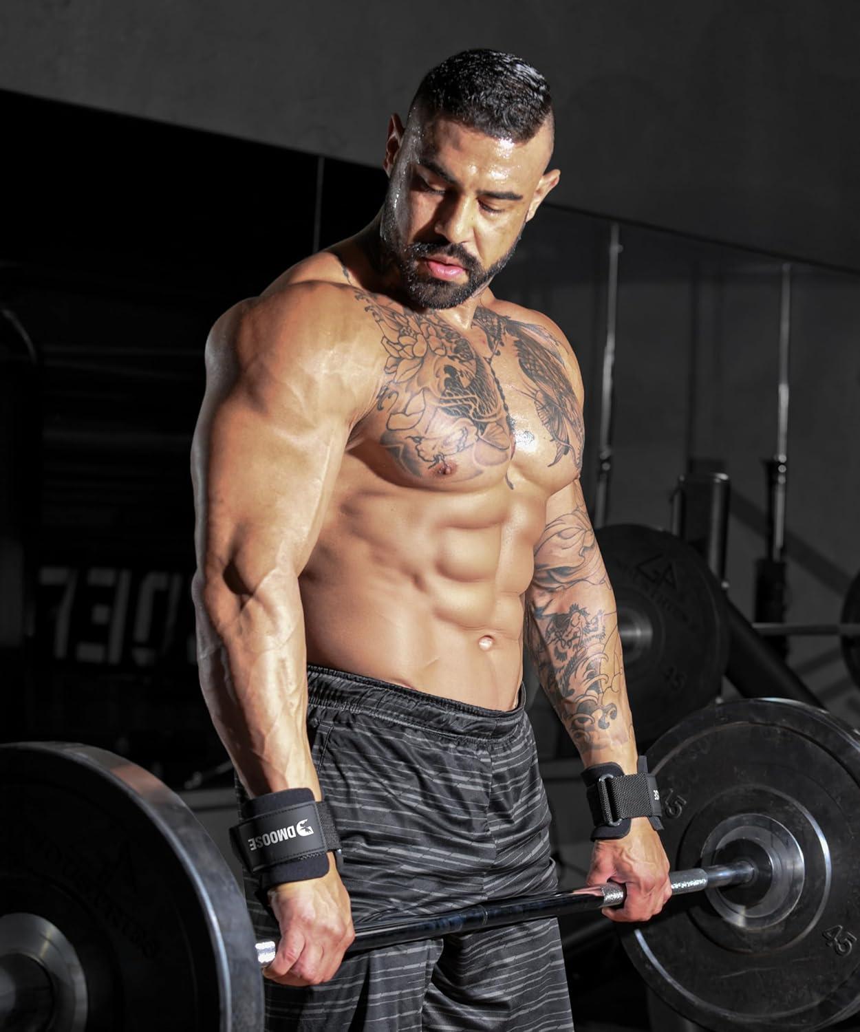 imageDMoose Fitness Weight Lifting Hooks Pair for Deadlifts Pull Ups Rows ampamp Shrugs AntiRip Nylon Strap Hand Grips with Thick Wrist Padding Heavy Duty Wrist Straps for Weightlifting ampamp Gym WorkoutsRed