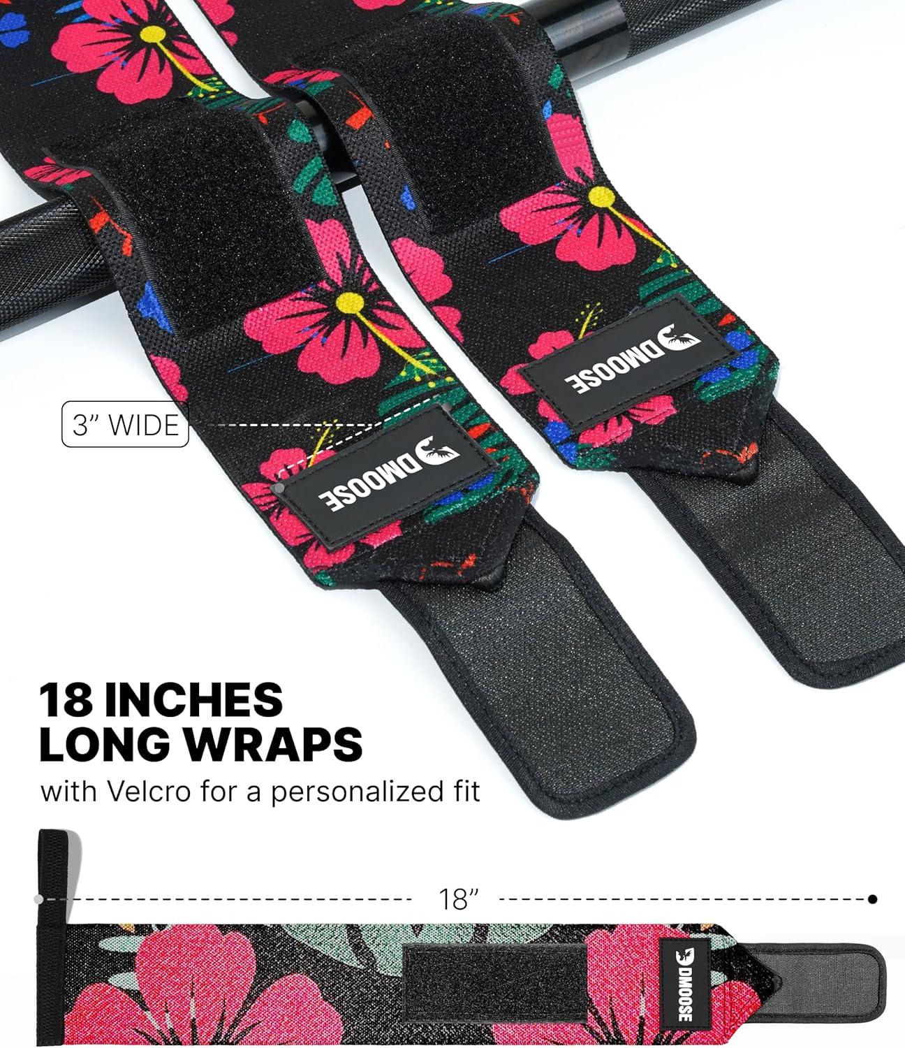 imageDMoose Fitness Wrist Wraps for Weightlifting 18quot Heavy Duty Gym Wrap with Hand Thumb Loop for Support ampamp Pain Relief USPA Approved Powerlifting Weight Lifting Wrist Straps for Men ampamp Women Work OutAloha Black