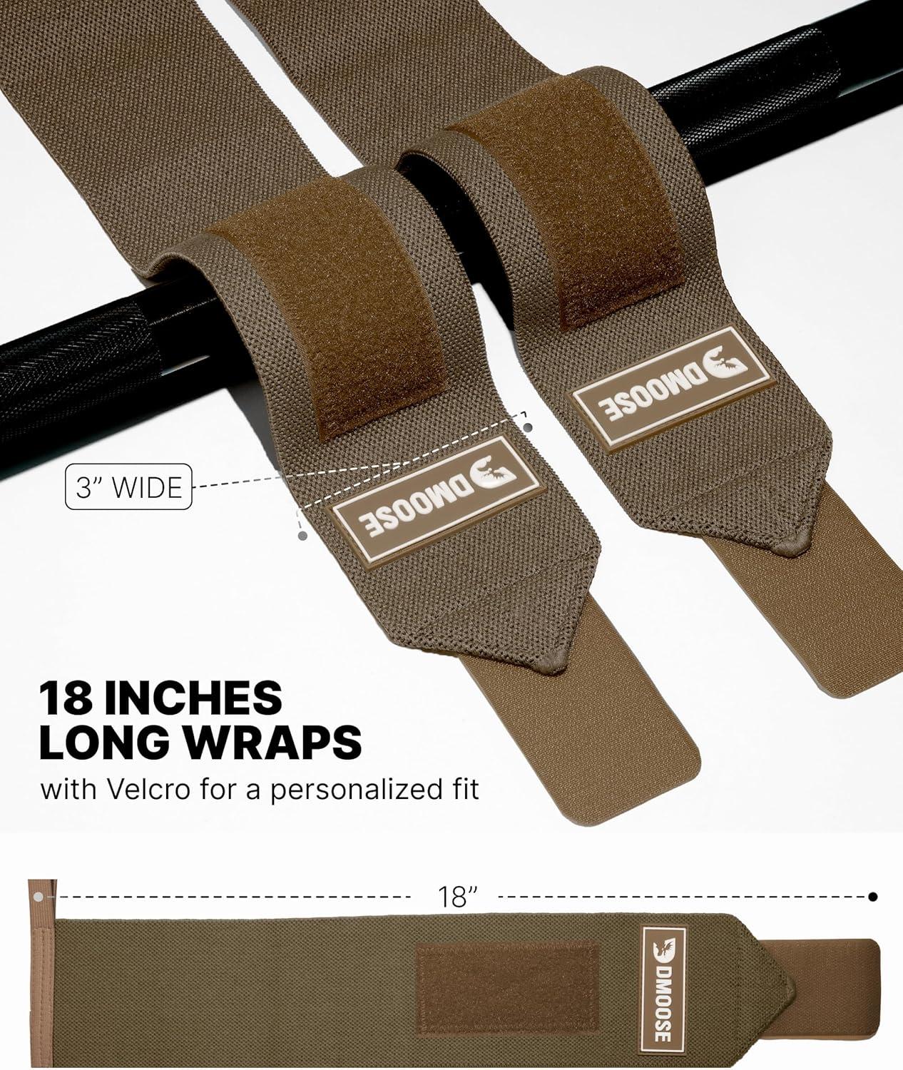 imageDMoose Fitness Wrist Wraps for Weightlifting 18quot Heavy Duty Gym Wrap with Hand Thumb Loop for Support ampamp Pain Relief USPA Approved Powerlifting Weight Lifting Wrist Straps for Men ampamp Women Work OutCocoa Brown