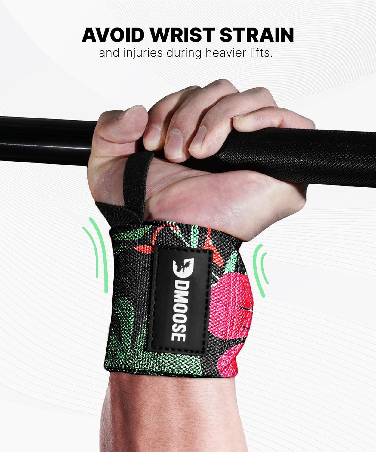 imageDMoose Fitness Wrist Wraps for Weightlifting 18quot Heavy Duty Gym Wrap with Hand Thumb Loop for Support ampamp Pain Relief USPA Approved Powerlifting Weight Lifting Wrist Straps for Men ampamp Women Work OutAloha Black