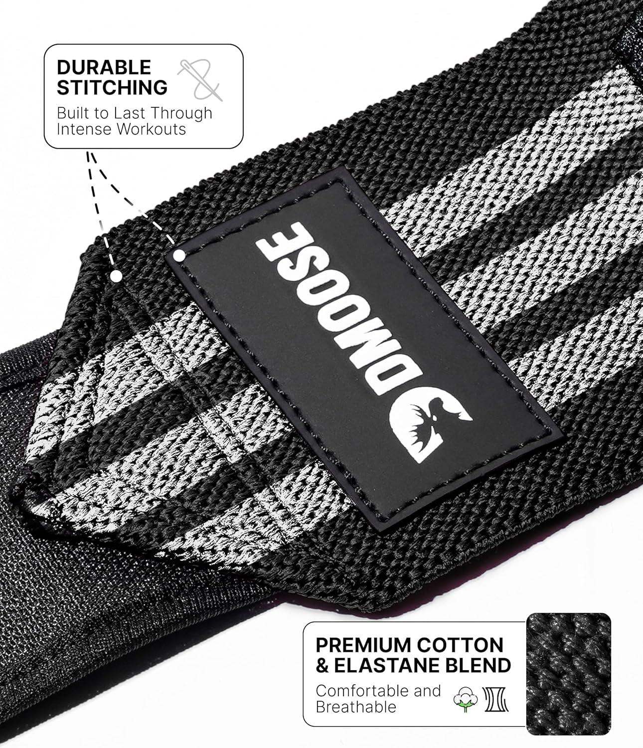 imageDMoose Fitness Wrist Wraps for Weightlifting 18quot Heavy Duty Gym Wrap with Hand Thumb Loop for Support ampamp Pain Relief USPA Approved Powerlifting Weight Lifting Wrist Straps for Men ampamp Women Work OutGray Stripes