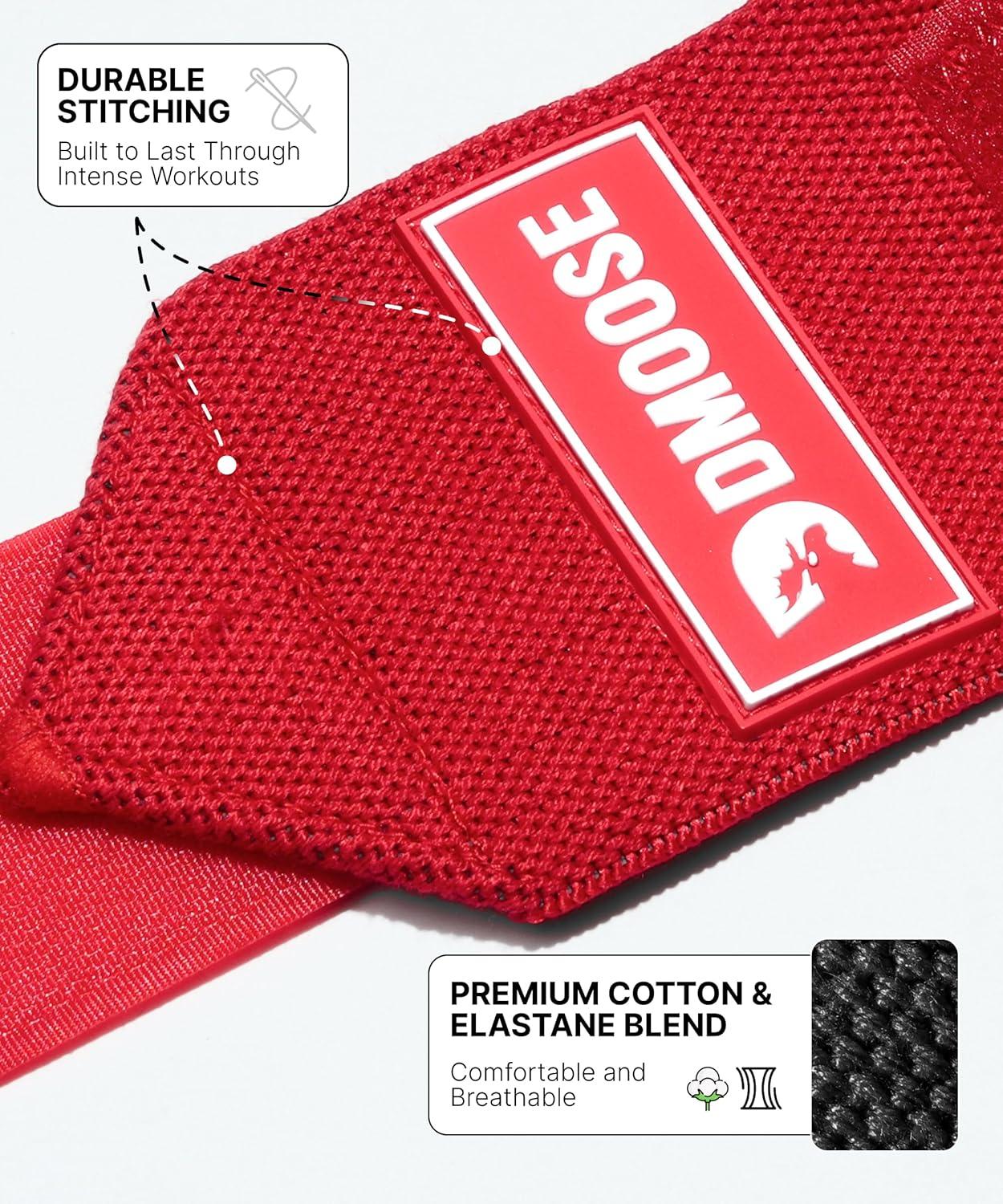 imageDMoose Fitness Wrist Wraps for Weightlifting 18quot Heavy Duty Gym Wrap with Hand Thumb Loop for Support ampamp Pain Relief USPA Approved Powerlifting Weight Lifting Wrist Straps for Men ampamp Women Work OutDark Red