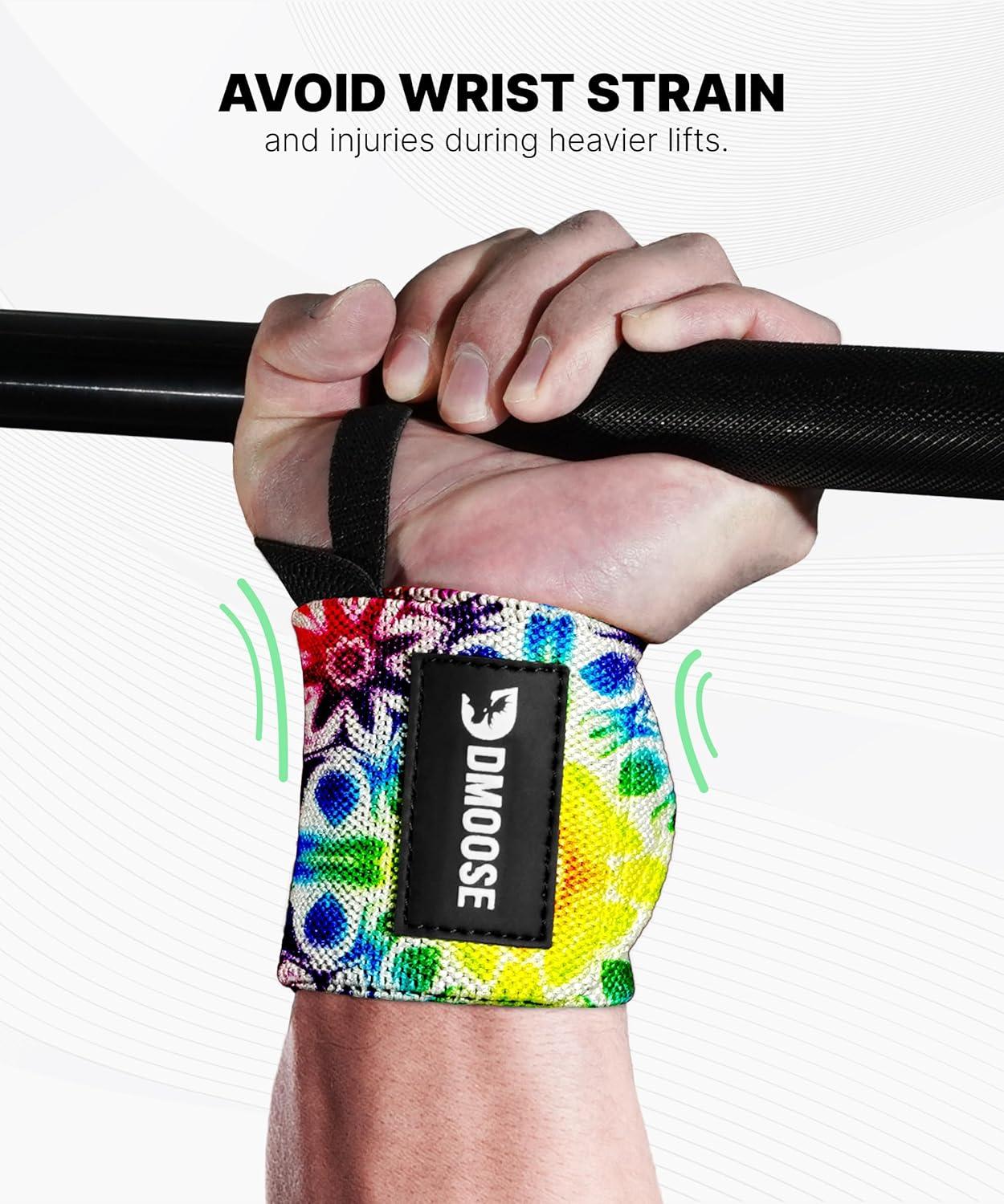 imageDMoose Fitness Wrist Wraps for Weightlifting 18quot Heavy Duty Gym Wrap with Hand Thumb Loop for Support ampamp Pain Relief USPA Approved Powerlifting Weight Lifting Wrist Straps for Men ampamp Women Work OutColorful