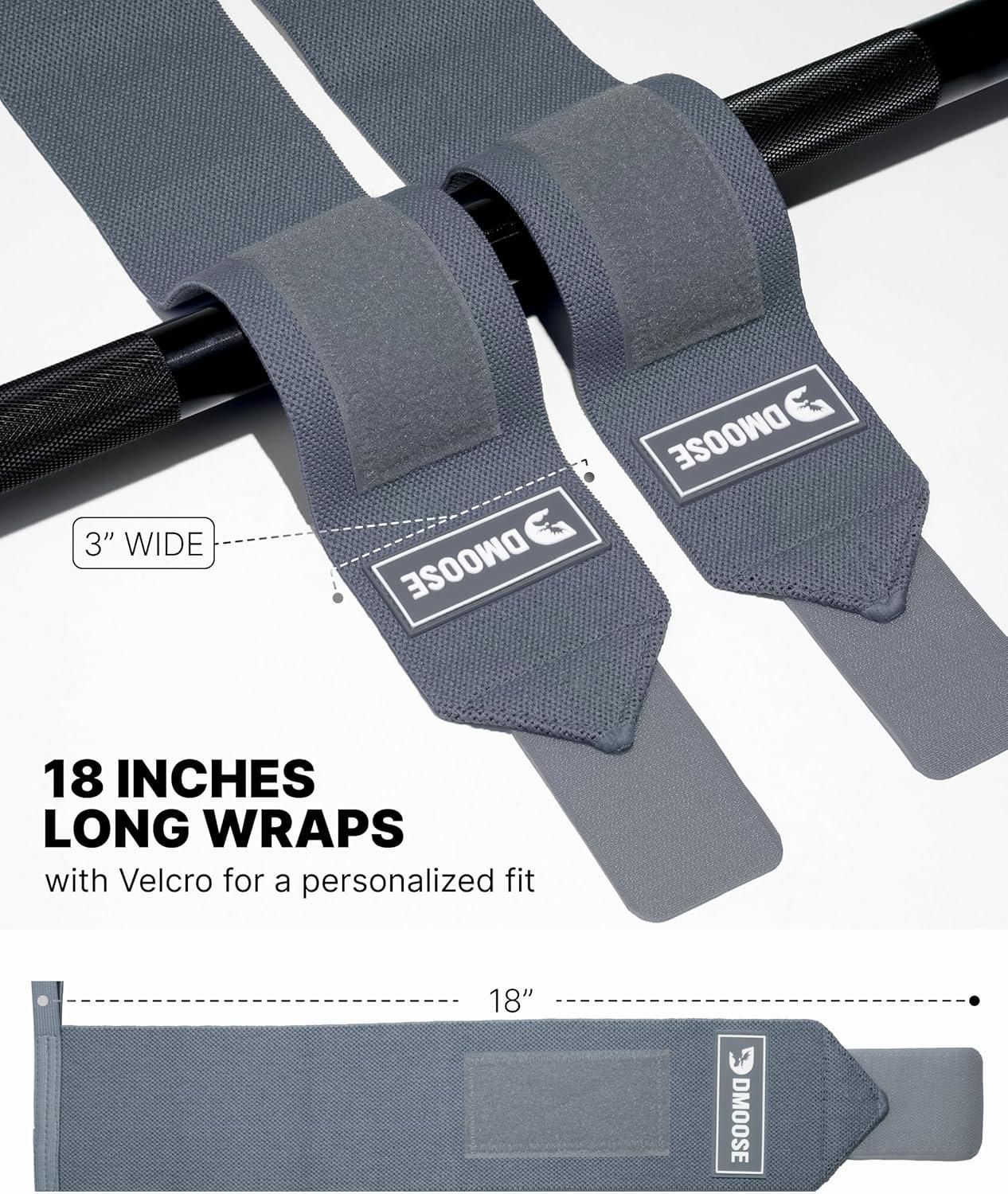 imageDMoose Fitness Wrist Wraps for Weightlifting 18quot Heavy Duty Gym Wrap with Hand Thumb Loop for Support ampamp Pain Relief USPA Approved Powerlifting Weight Lifting Wrist Straps for Men ampamp Women Work OutDark Grey