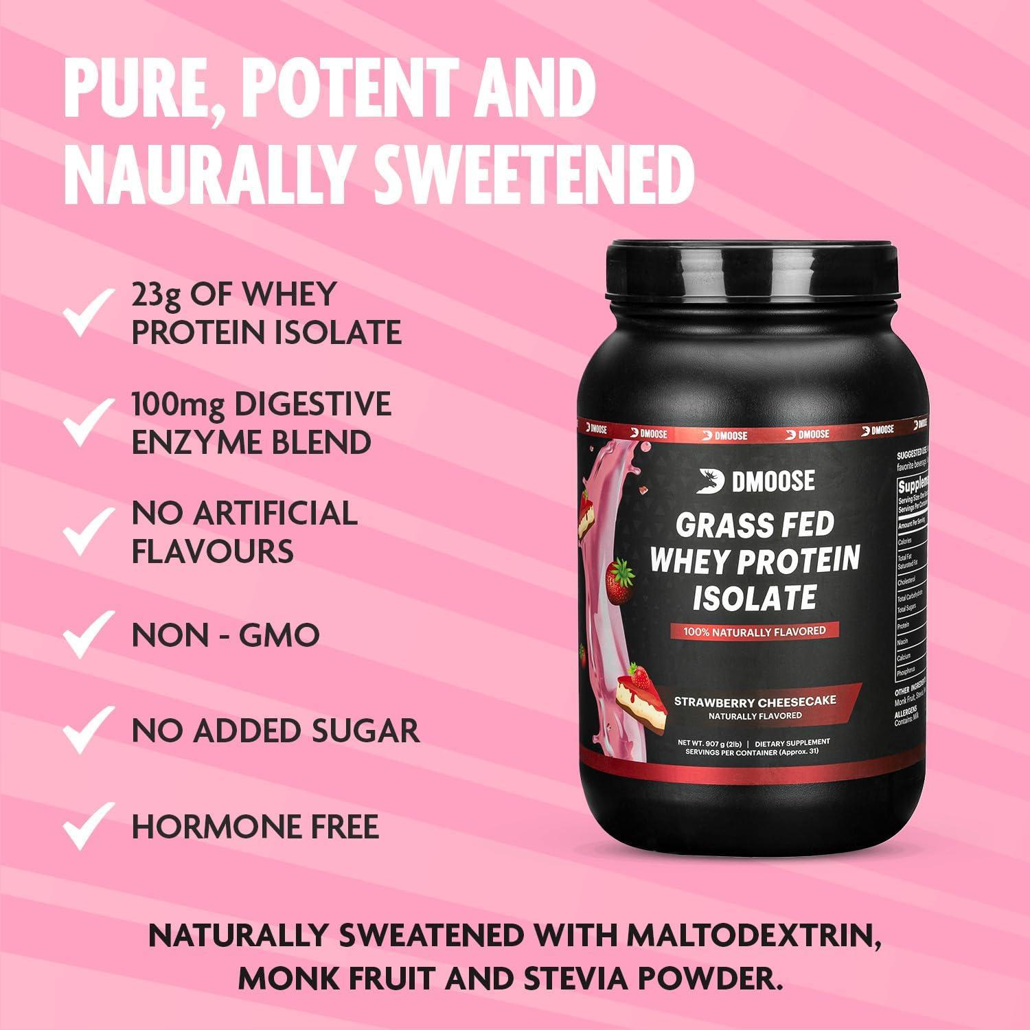 imageDMoose Grass Fed Whey Protein Powder for Muscle Growth ampamp Recovery Naturally Sweetened ampamp Flavored Rich in Amino Acids Fast Absorbing Performance Formula 2 Lbs ChocolateStrawberry