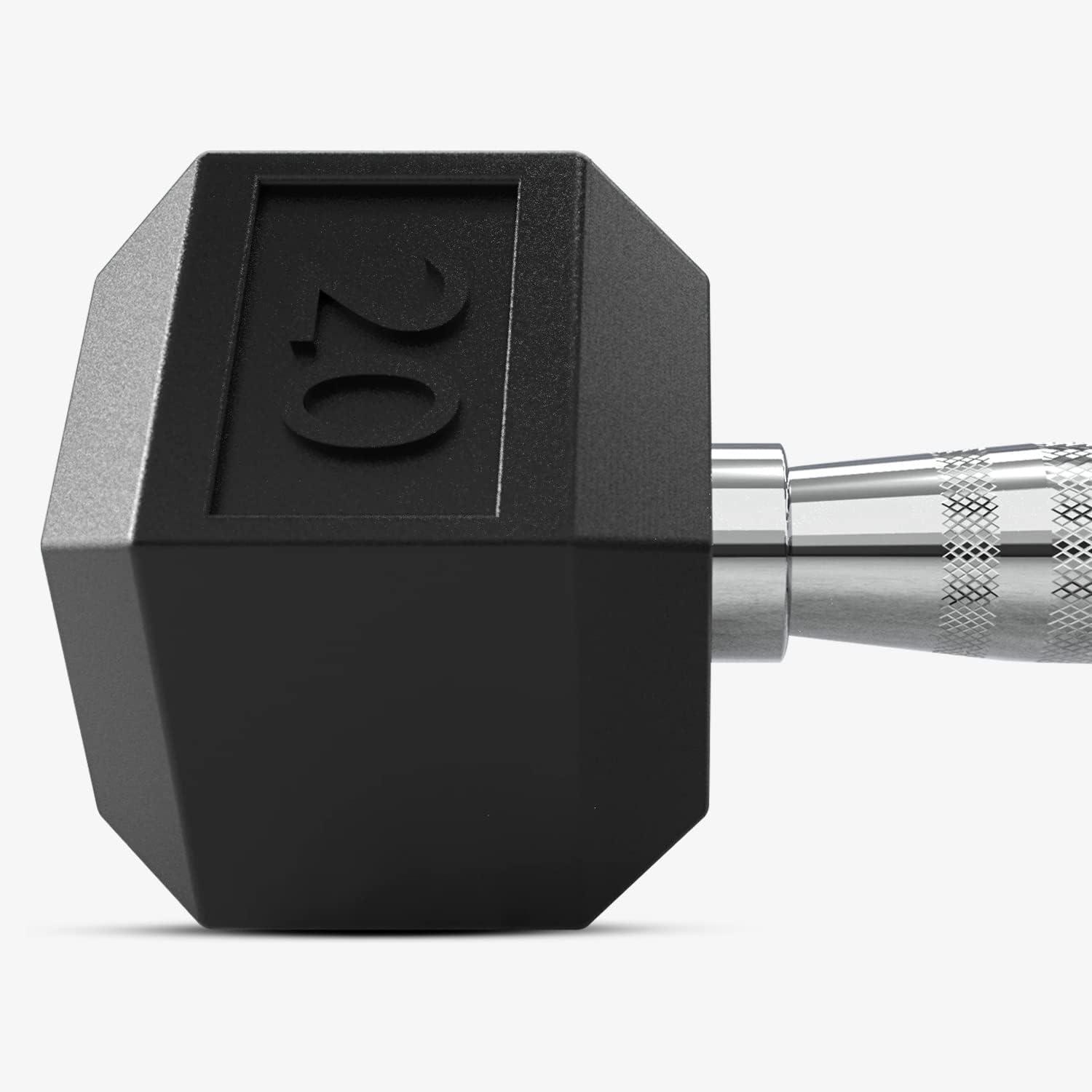 imageDMoose Hex Dumbbells for Strength Training Exercises Biceps Triceps Chest Shoulders Back Legs Home Gym for Men and Women Hexagonal Shape ampamp Solid CastIron Core Pair 25 Lb to 50 Lb20 lbs Pair