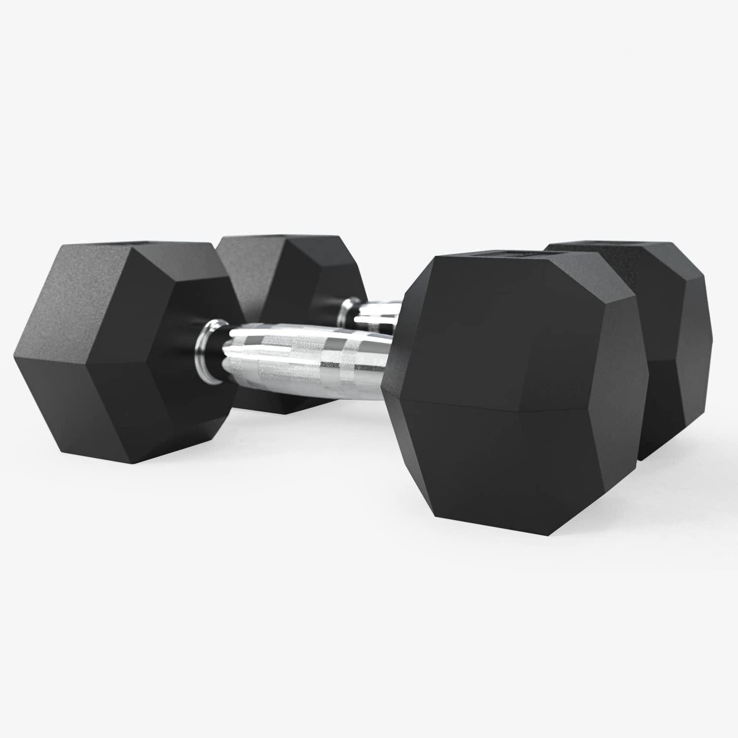 imageDMoose Hex Dumbbells for Strength Training Exercises Biceps Triceps Chest Shoulders Back Legs Home Gym for Men and Women Hexagonal Shape ampamp Solid CastIron Core Pair 25 Lb to 50 Lb20 lbs Pair