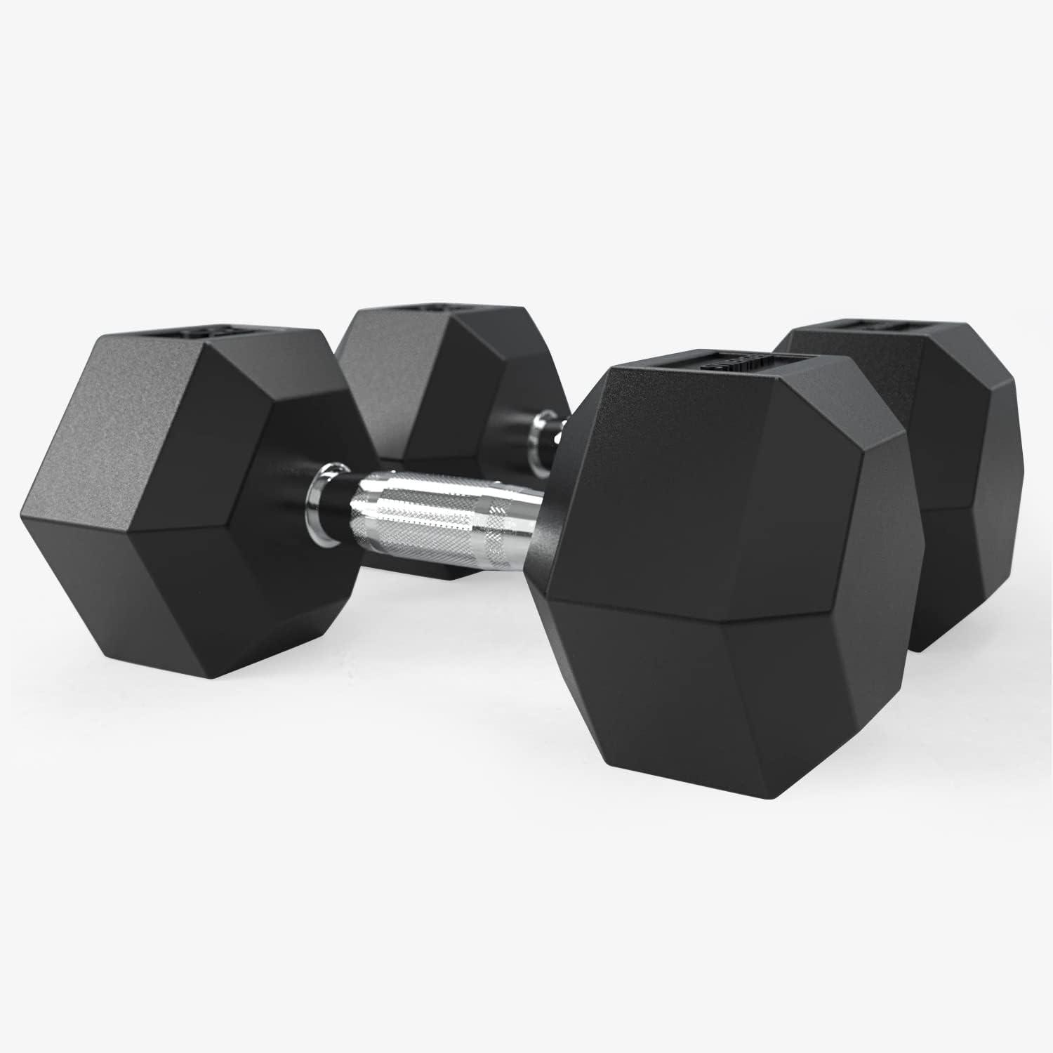 imageDMoose Hex Dumbbells for Strength Training Exercises Biceps Triceps Chest Shoulders Back Legs Home Gym for Men and Women Hexagonal Shape ampamp Solid CastIron Core Pair 25 Lb to 50 Lb35 lbs Pair
