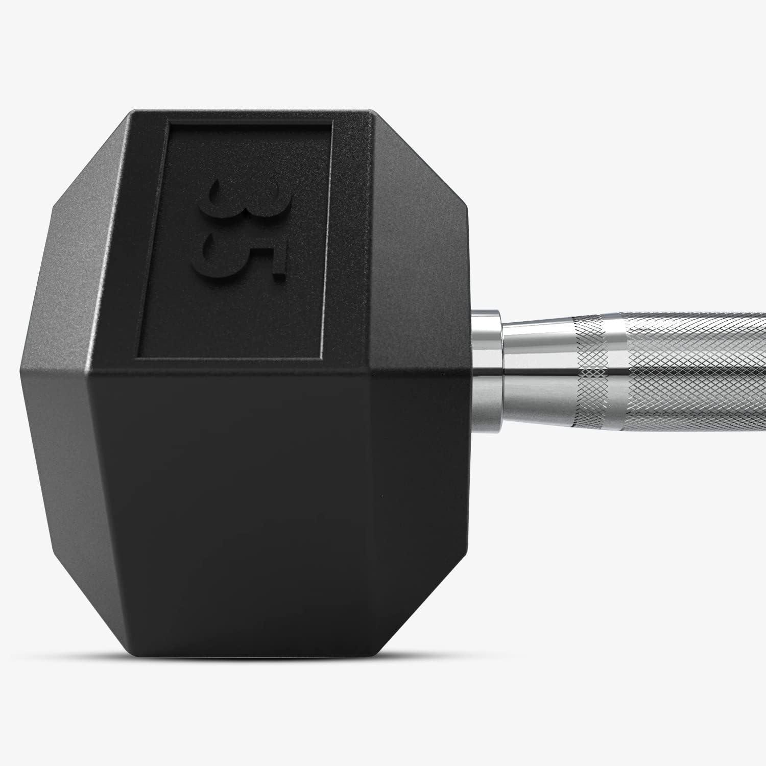 imageDMoose Hex Dumbbells for Strength Training Exercises Biceps Triceps Chest Shoulders Back Legs Home Gym for Men and Women Hexagonal Shape ampamp Solid CastIron Core Pair 25 Lb to 50 Lb35 lbs Pair