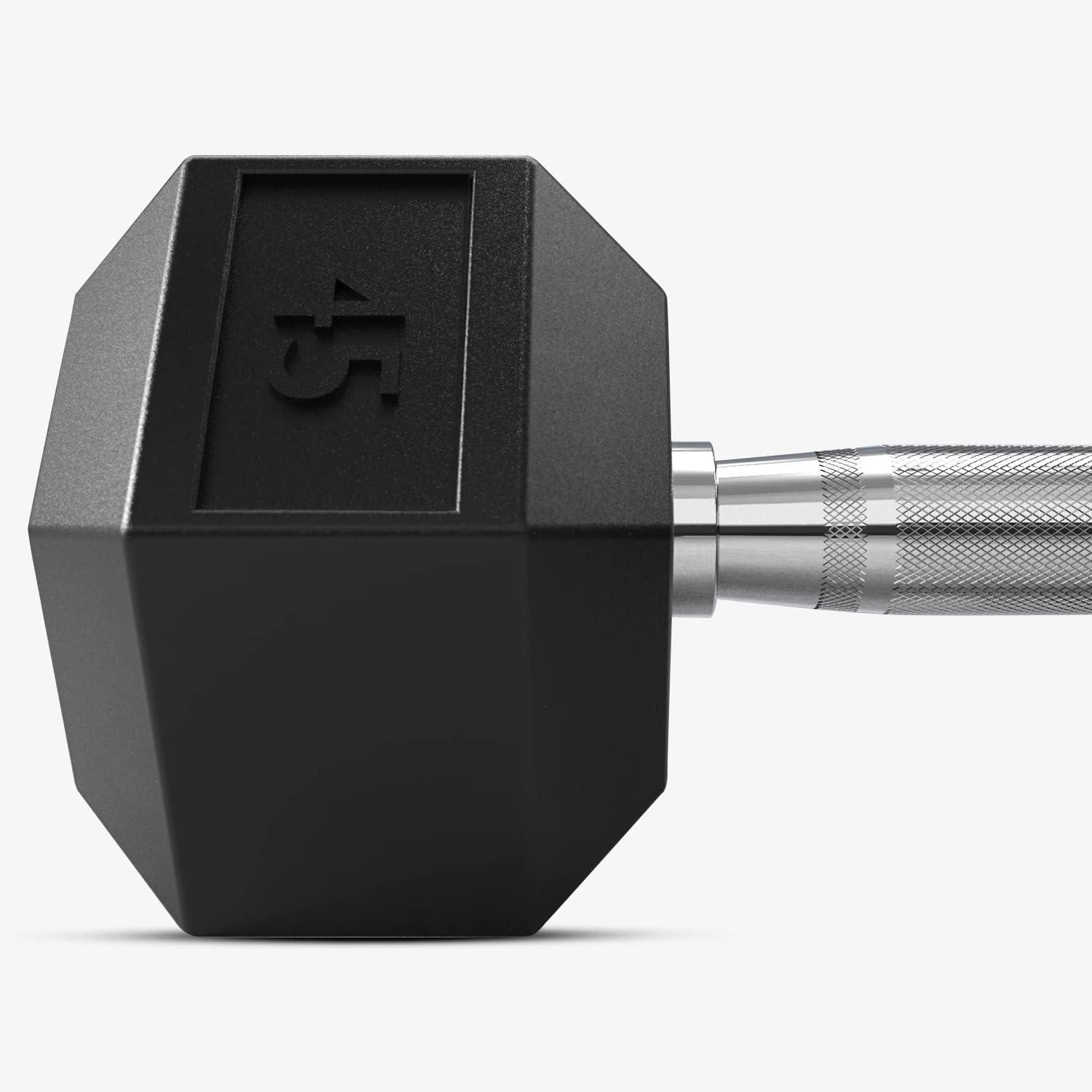 imageDMoose Hex Dumbbells for Strength Training Exercises Biceps Triceps Chest Shoulders Back Legs Home Gym for Men and Women Hexagonal Shape ampamp Solid CastIron Core Pair 25 Lb to 50 Lb45 lbs Pair