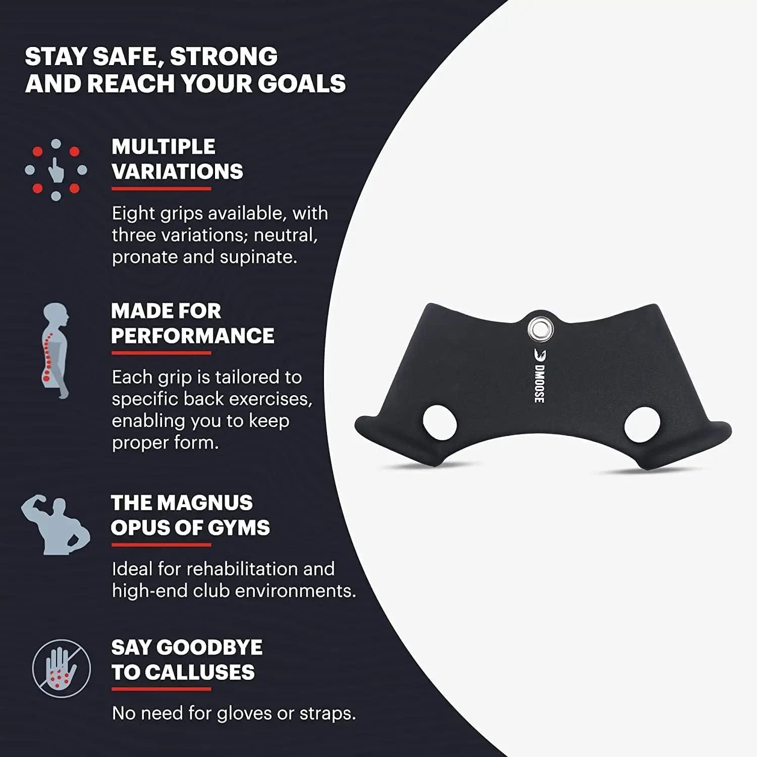 imageDMoose Home Gym Fitness Rowing TBar VBar Pulley Cable Machine Attachment Bicep Curl Tricep LAT Pulldown Attachments Back Strength Training Handle Grips and Press Down Exercises2PACK SET