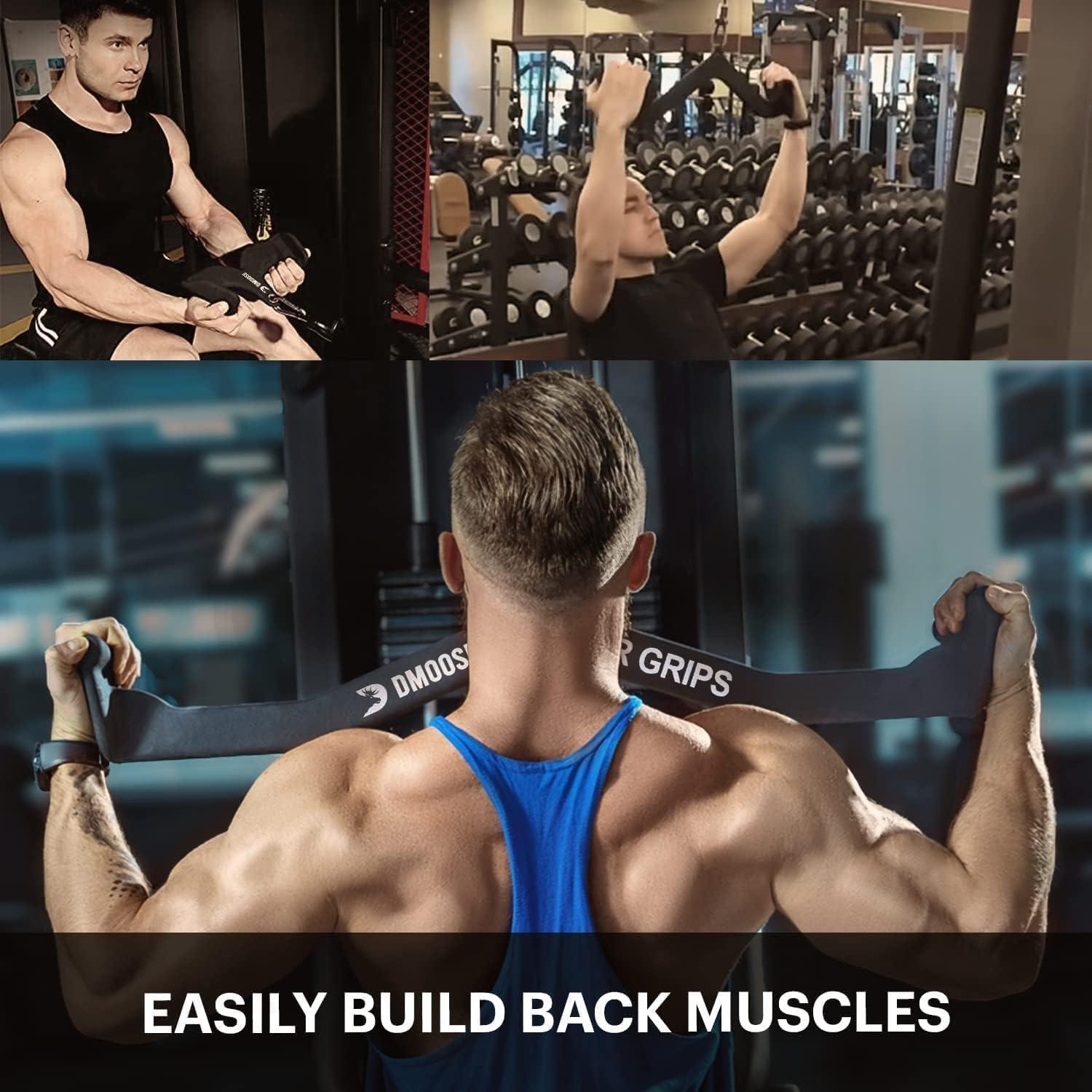 imageDMoose Home Gym Fitness Rowing TBar VBar Pulley Cable Machine Attachment Bicep Curl Tricep LAT Pulldown Attachments Back Strength Training Handle Grips and Press Down Exercises2PACK SET