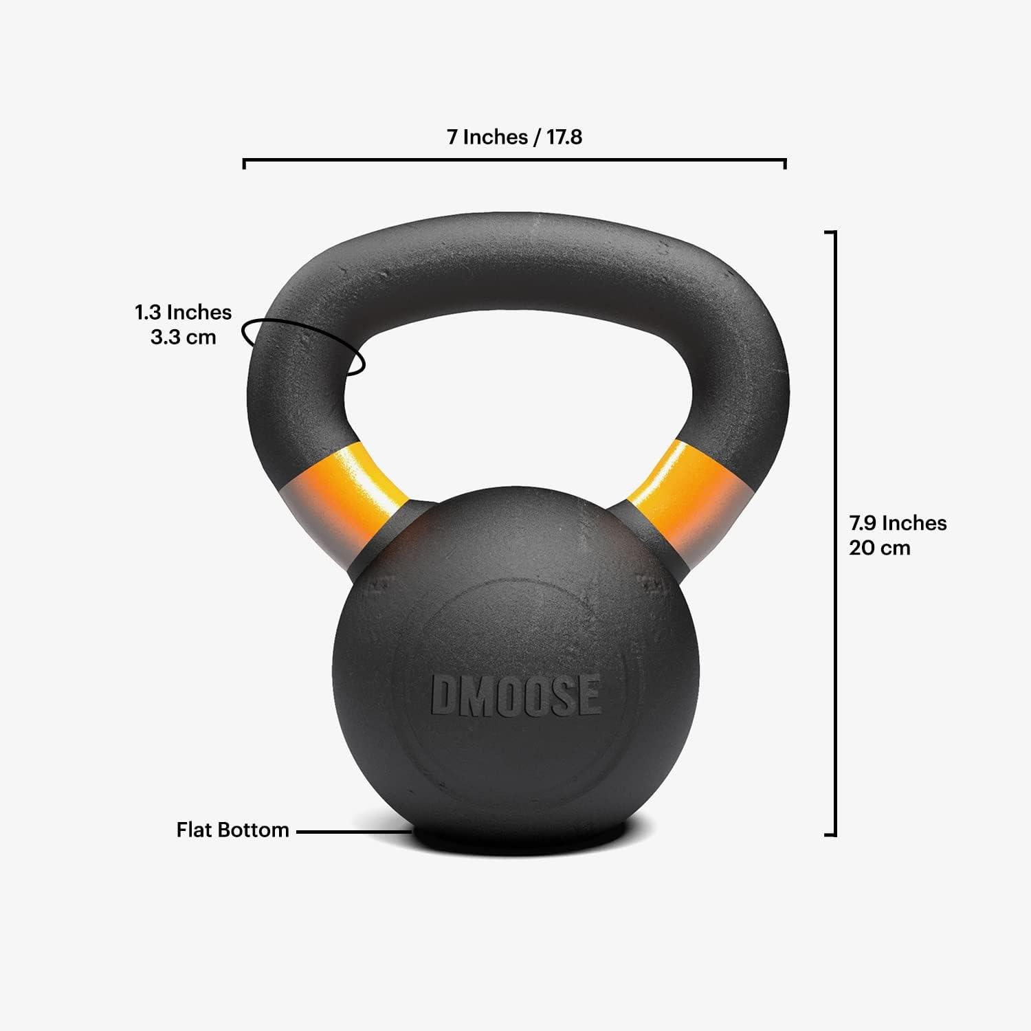 imageDMoose Kettlebell for Weightlifting Strength Training Kettlebells Conditioning Deadlift Squat Press and Core Training Home Gym for Men and Women With Handle for FullBody WorkoutBlackOrange 18LBs