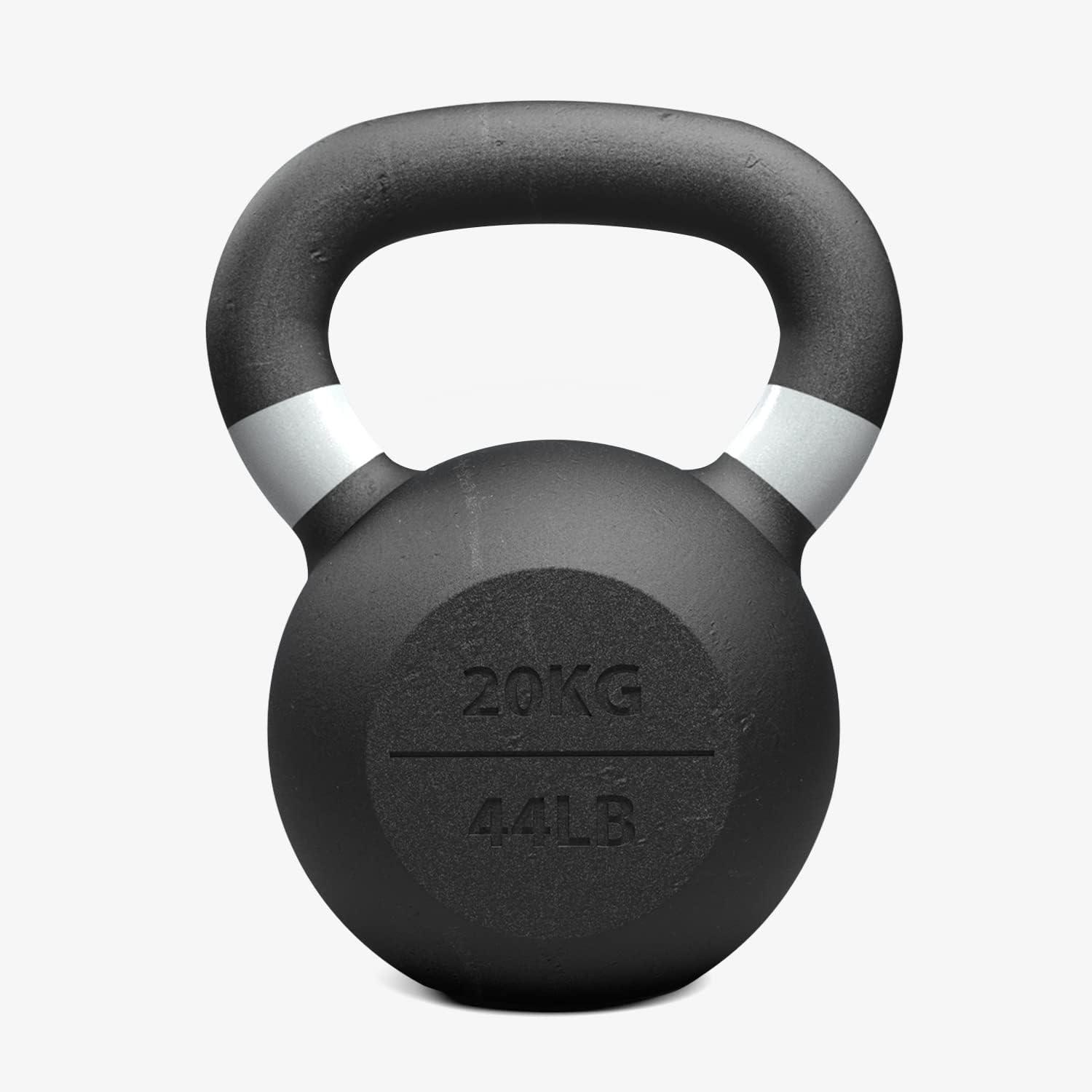 imageDMoose Kettlebell for Weightlifting Strength Training Kettlebells Conditioning Deadlift Squat Press and Core Training Home Gym for Men and Women With Handle for FullBody WorkoutBlackGrey 44LBs