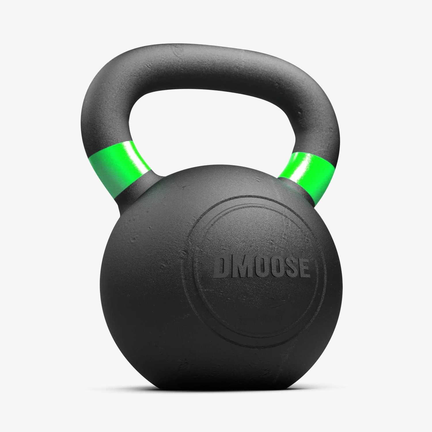 imageDMoose Kettlebell for Weightlifting Strength Training Kettlebells Conditioning Deadlift Squat Press and Core Training Home Gym for Men and Women With Handle for FullBody WorkoutBlackGreen 62LBs
