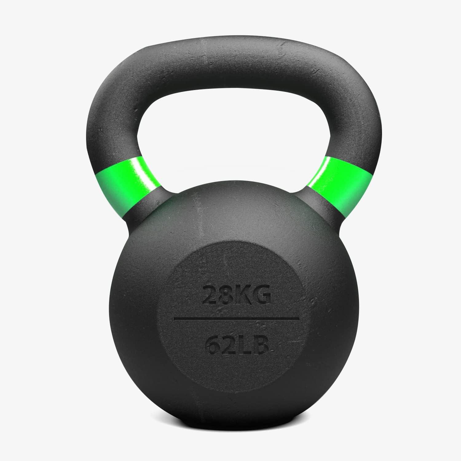 imageDMoose Kettlebell for Weightlifting Strength Training Kettlebells Conditioning Deadlift Squat Press and Core Training Home Gym for Men and Women With Handle for FullBody WorkoutBlackGreen 62LBs