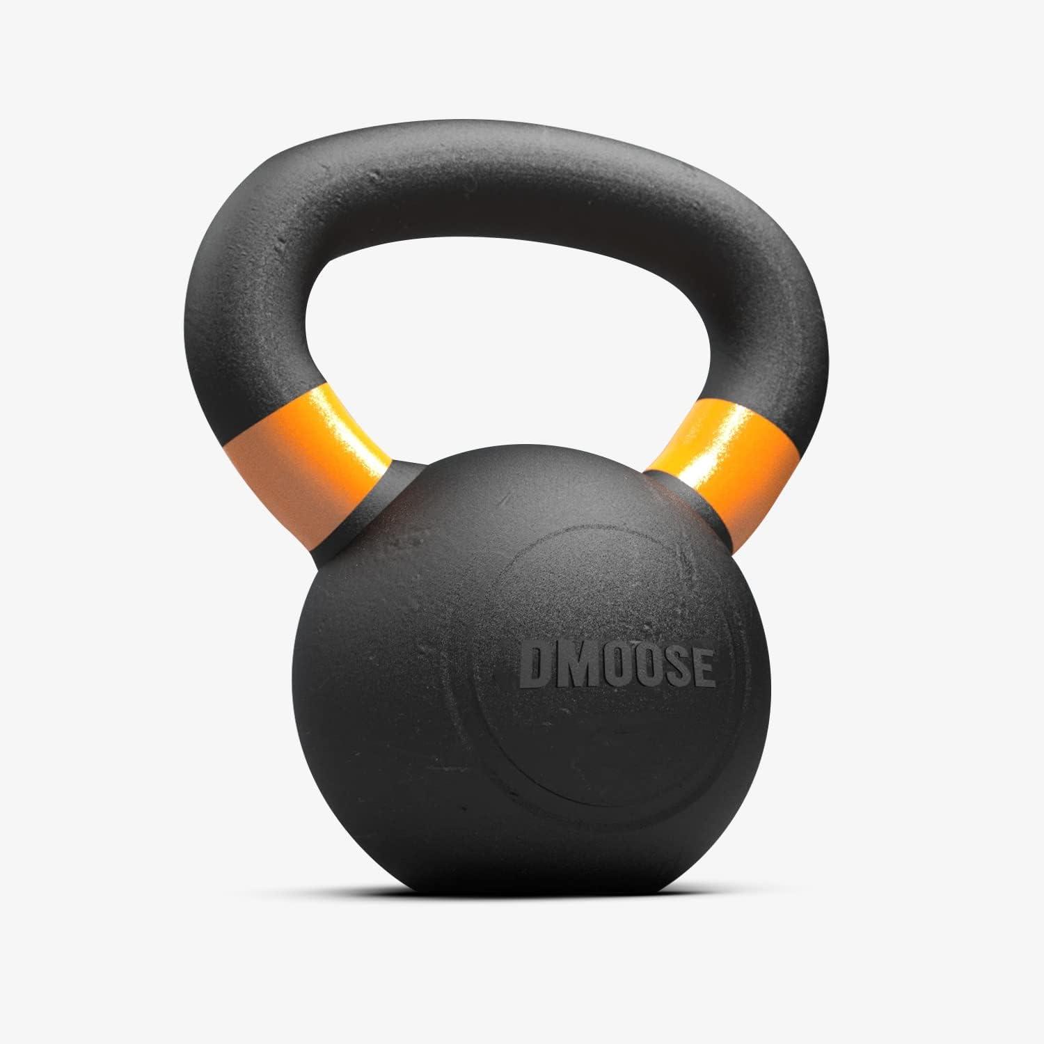 imageDMoose Kettlebell for Weightlifting Strength Training Kettlebells Conditioning Deadlift Squat Press and Core Training Home Gym for Men and Women With Handle for FullBody WorkoutBlackOrange 18LBs