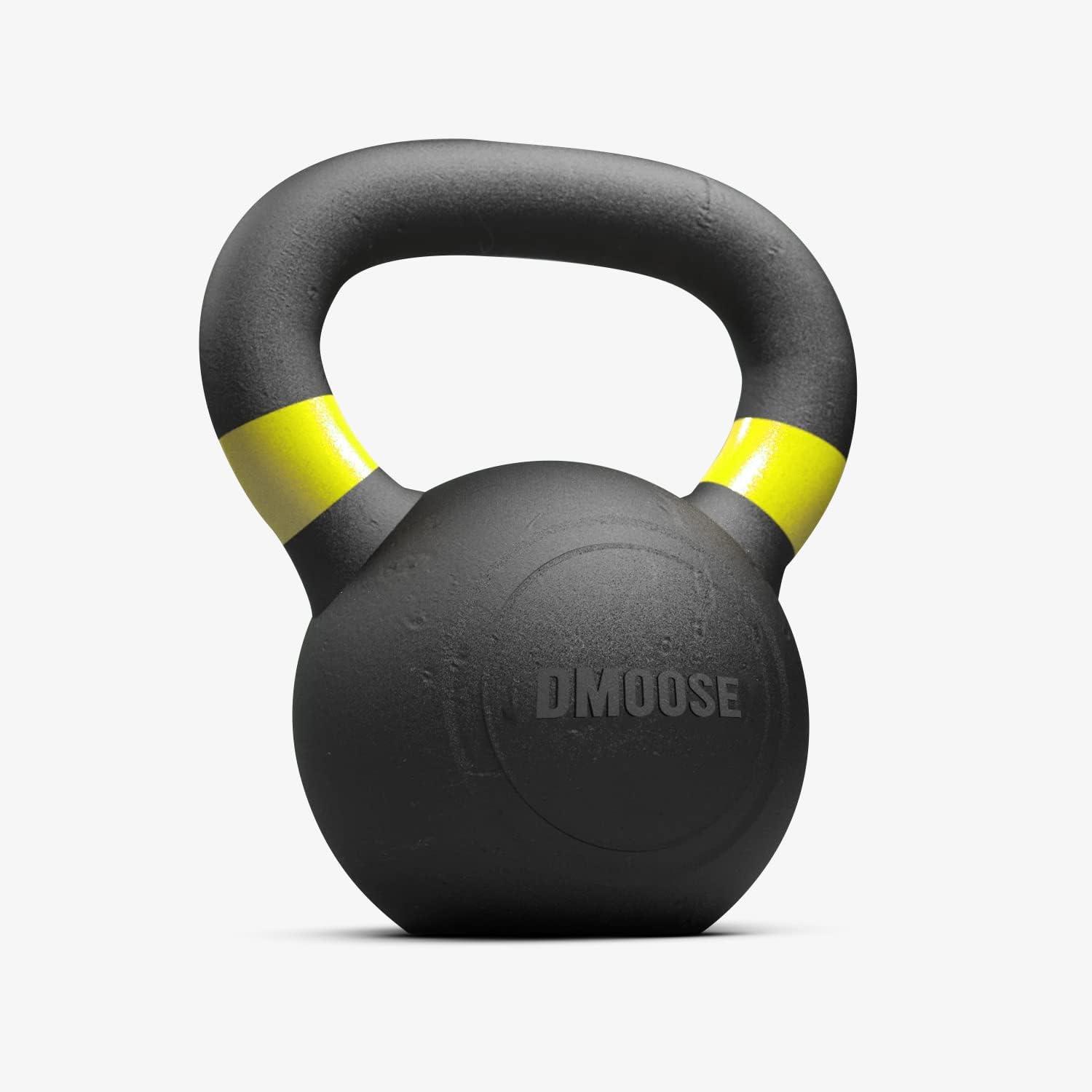 imageDMoose Kettlebell for Weightlifting Strength Training Kettlebells Conditioning Deadlift Squat Press and Core Training Home Gym for Men and Women With Handle for FullBody WorkoutBlackYellow 35LBs
