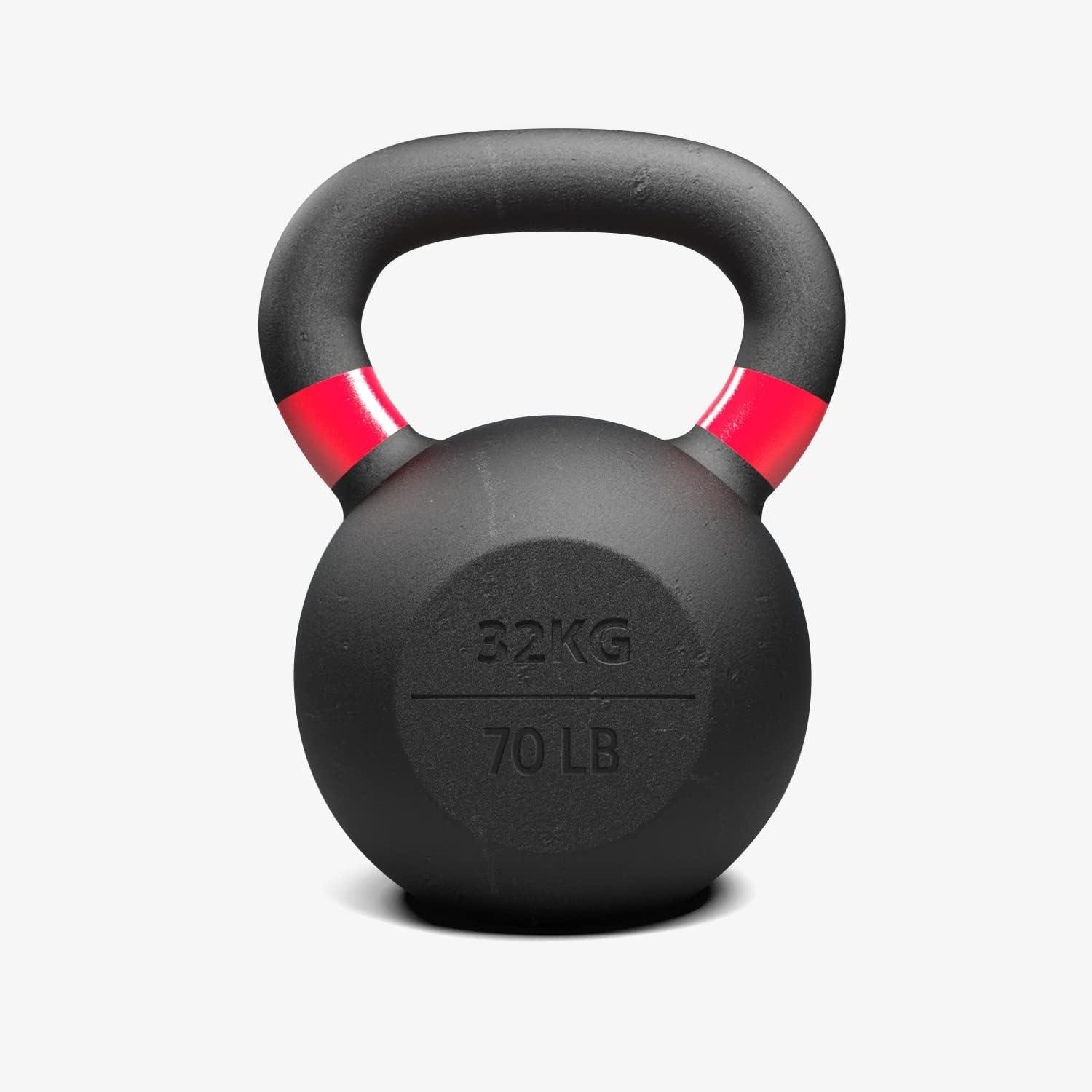 imageDMoose Kettlebell for Weightlifting Strength Training Kettlebells Conditioning Deadlift Squat Press and Core Training Home Gym for Men and Women With Handle for FullBody WorkoutBlackRed 70LBs